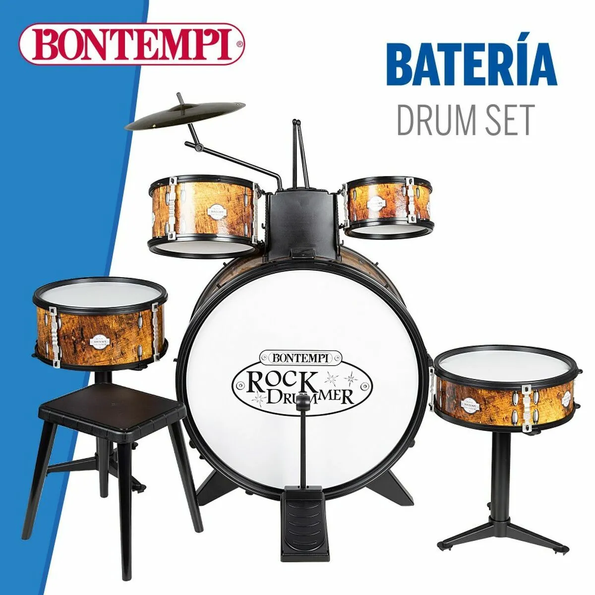 Tambour De Marche BONTEMPI Multi - 210mm Avec Baguettes Et Sangle