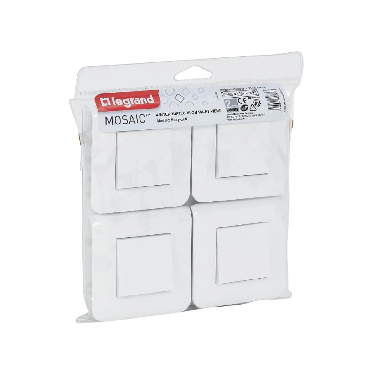 Non Communiqué Blanc Lot De 4 Interrupteurs Va Et Vient 10A Complet - Mosaic - Legrand - Image 2