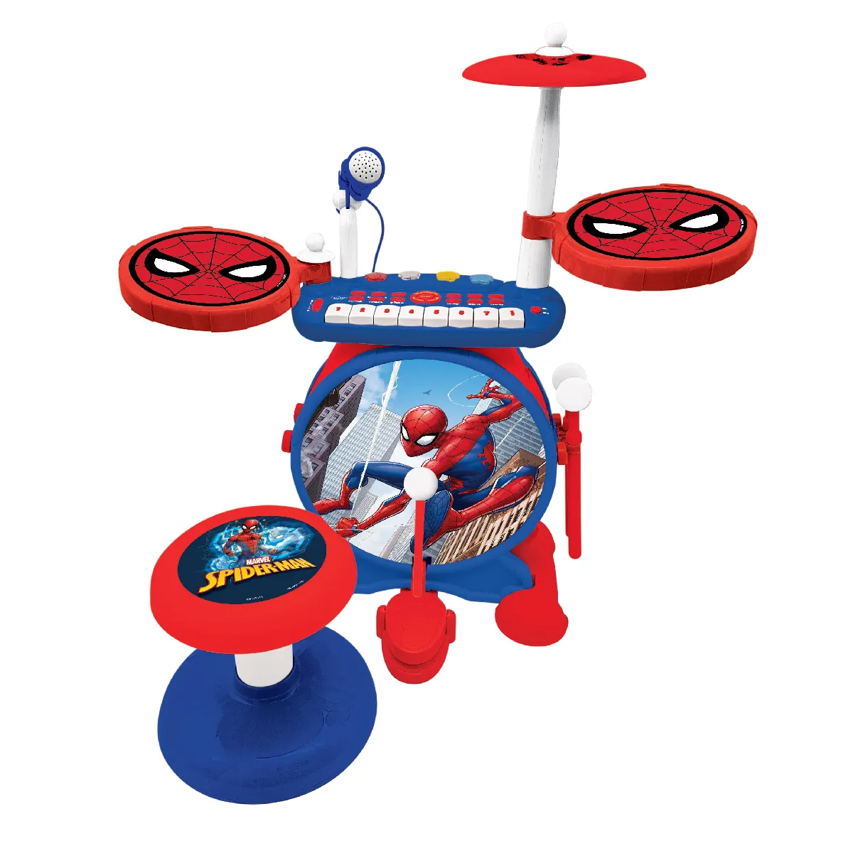 Batterie Électronique Enfant SpiderMan K610SP – Lumineuse, Complète avec Clavier et Cymbales - vue 3