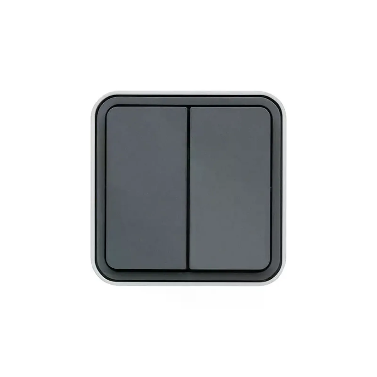 Hager - Bouton poussoir double - Cubyko - En saillie - Gris - Image 2