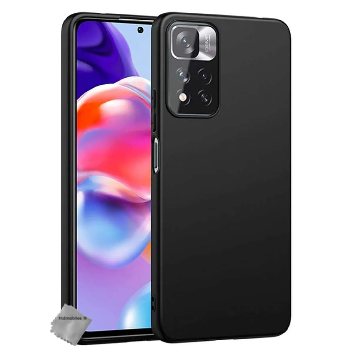 Htdmobiles Noir Coque Silicone Avec Verre Trempé Xiaomi Redmi Note 11 Pro+ 5G