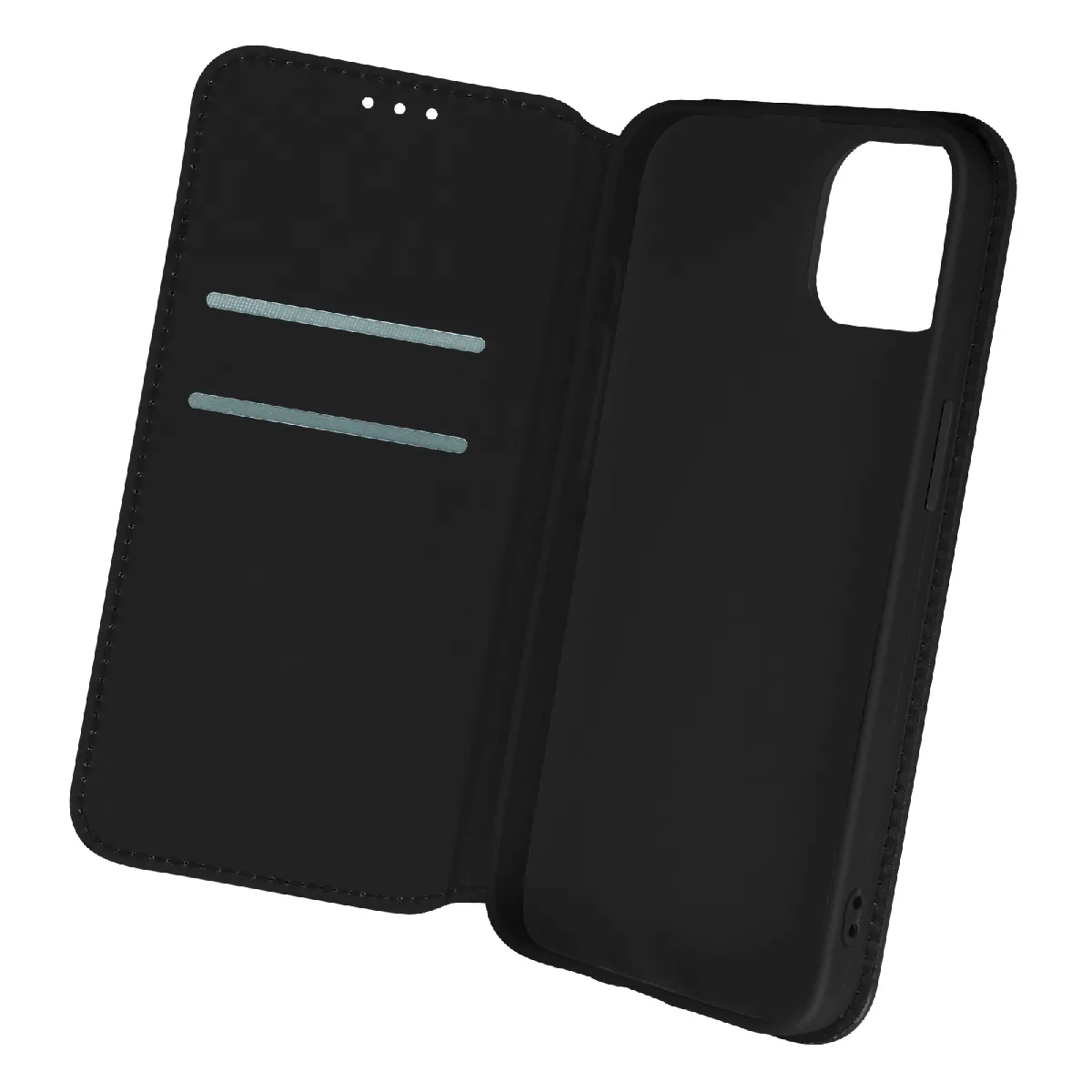 Avizar Noir Étui Pour Iphone 13 Clapet Portefeuille Fonction Support Vidéo