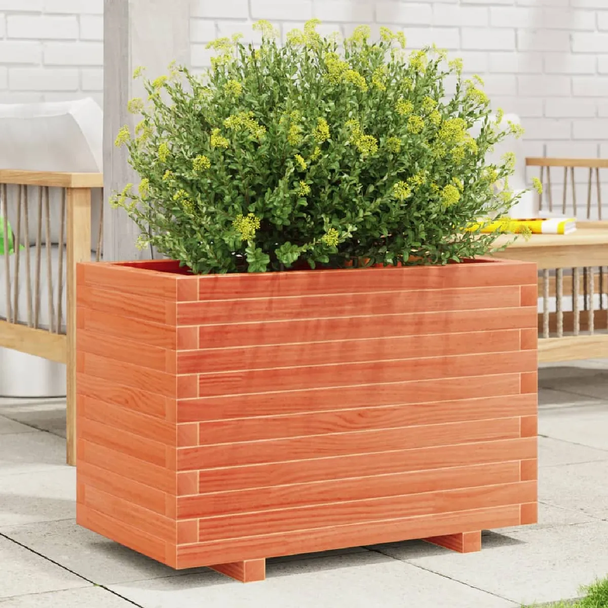 Non Communiqué Marron Jardinière Cire 70X40x49,5 Cm Bois De Pin Massif - Image 3