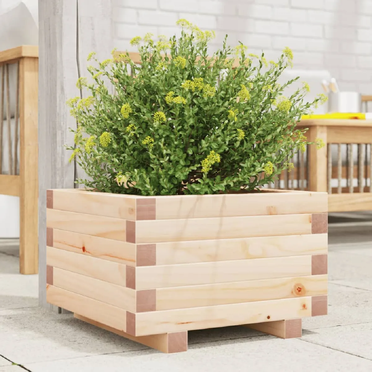vidaXL Jardinière 40x40x26 5 cm bois de pin massif jardinière d'extérieur bac à fleurs boîte à plantes jardinière de 847288 - vue 2