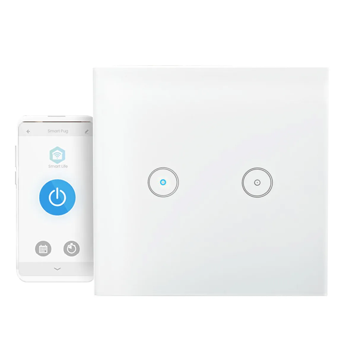 Nedis - Commutateur mural SmartLife - WIFIWS20WT - Double interrupteur Wi-Fi - Blanc - Image 4