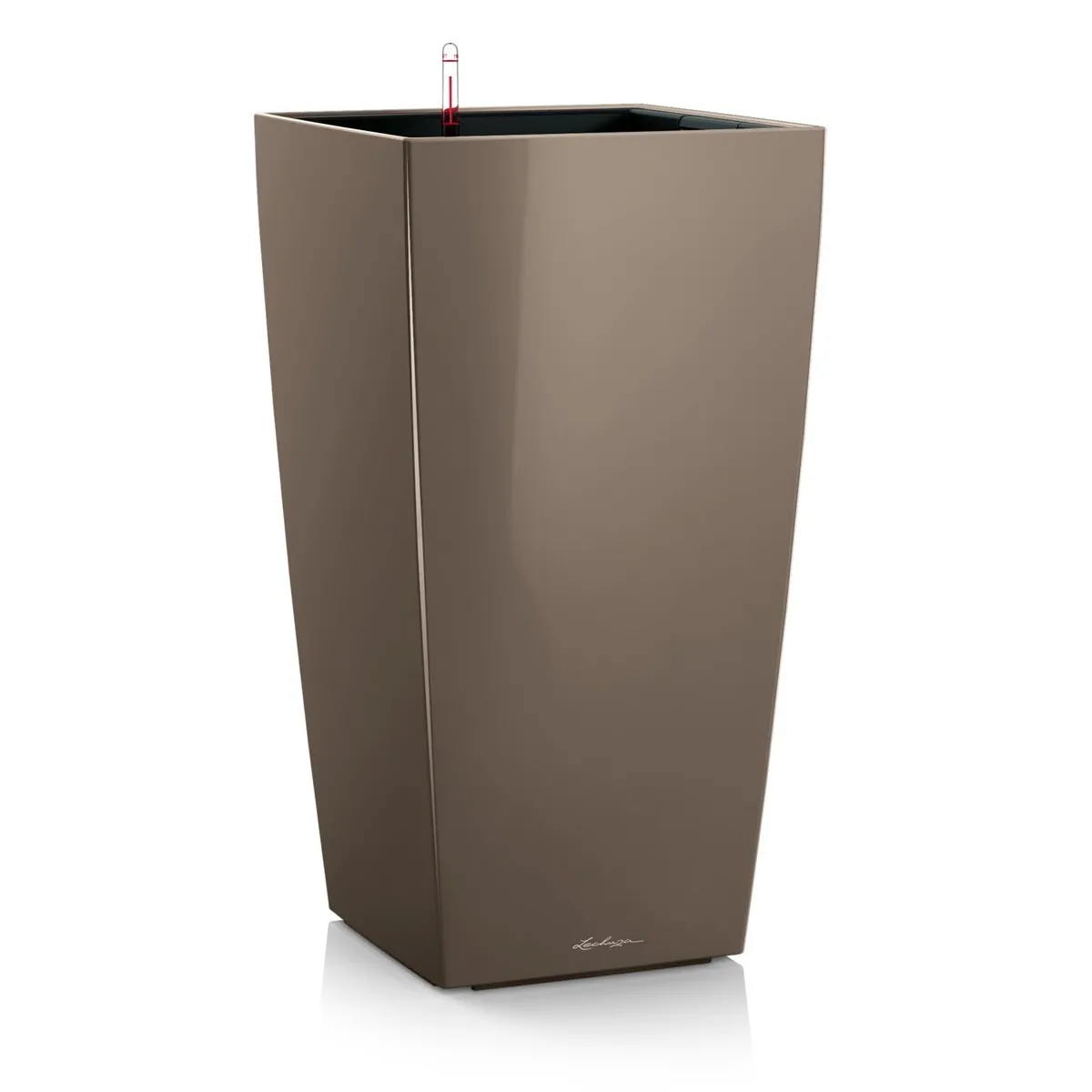 LECHUZA Jardini&egrave;re Cubico 30 ALL-IN-ONE Taupe haute brillance 18214