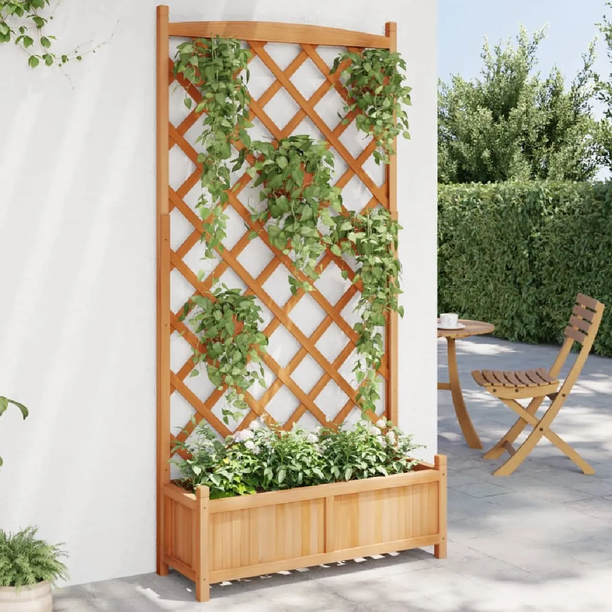 Vidaxl Jardinière avec treillis Marron - vue 4