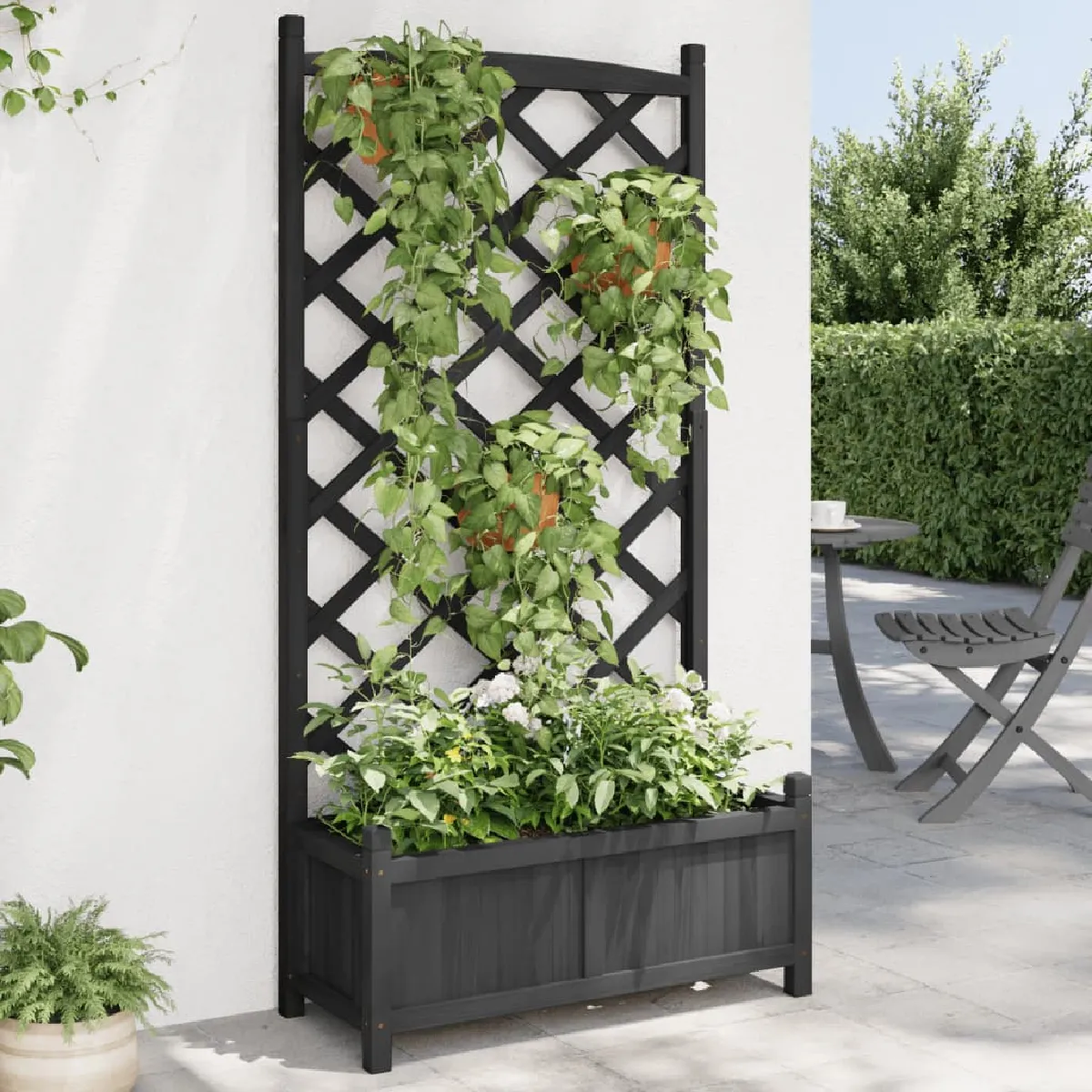 vidaXL Jardinière avec treillis Bois - vue 3