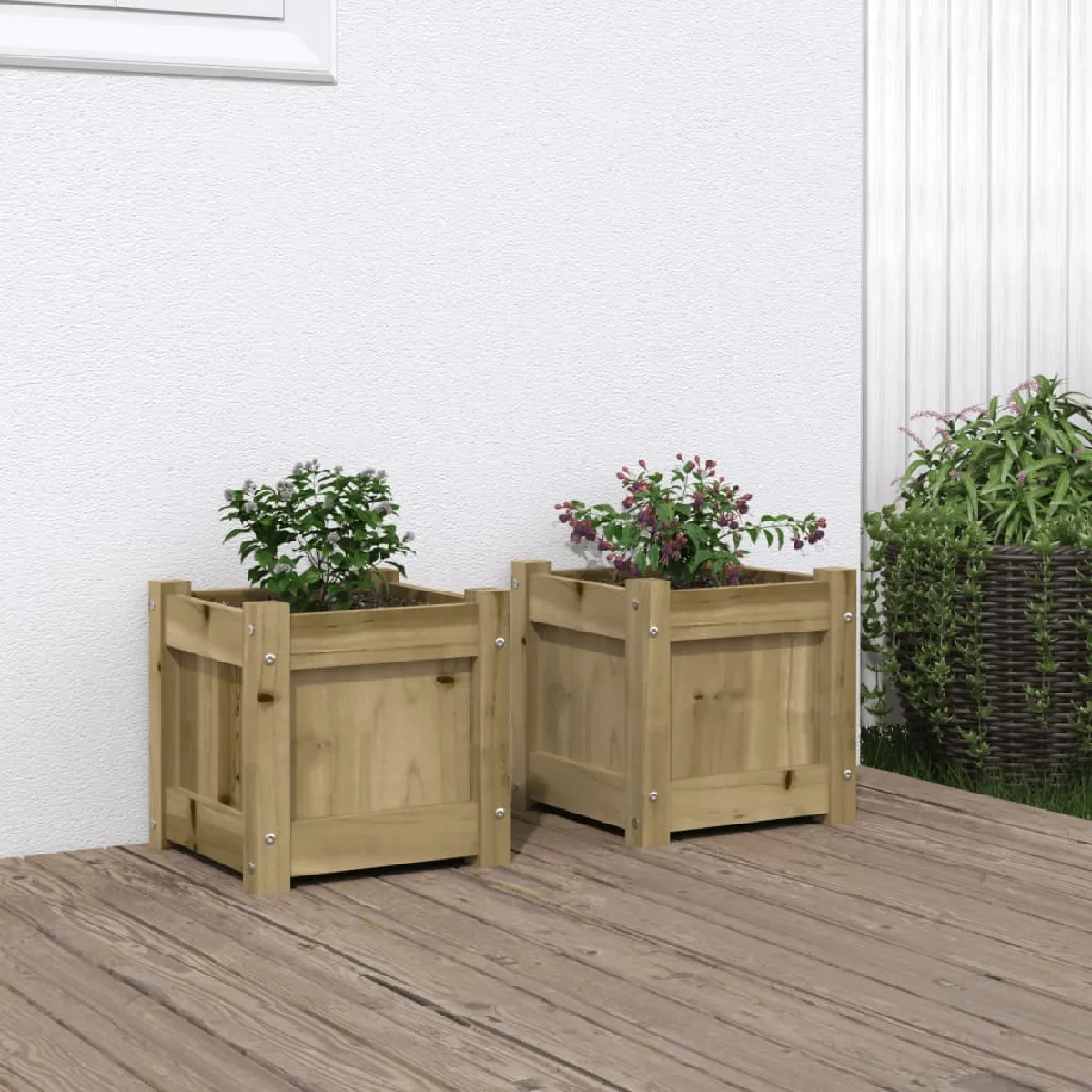 vidaXL Jardinières 2 pcs bois de pin imprégné - vue 3