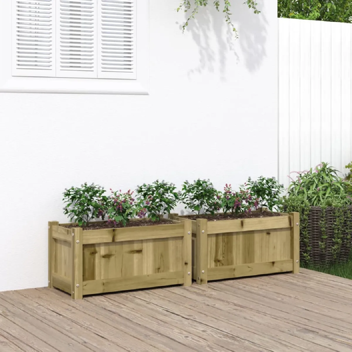 vidaXL Jardinières 2 pcs bois de pin imprégné - vue 2