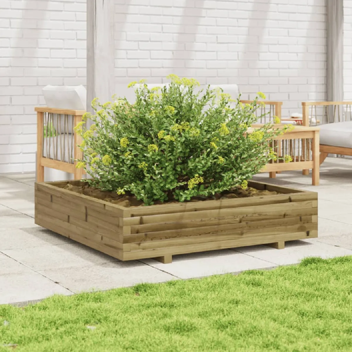 Vidaxl Jardinière 110X110x26,5 Cm - Pin Imprégné