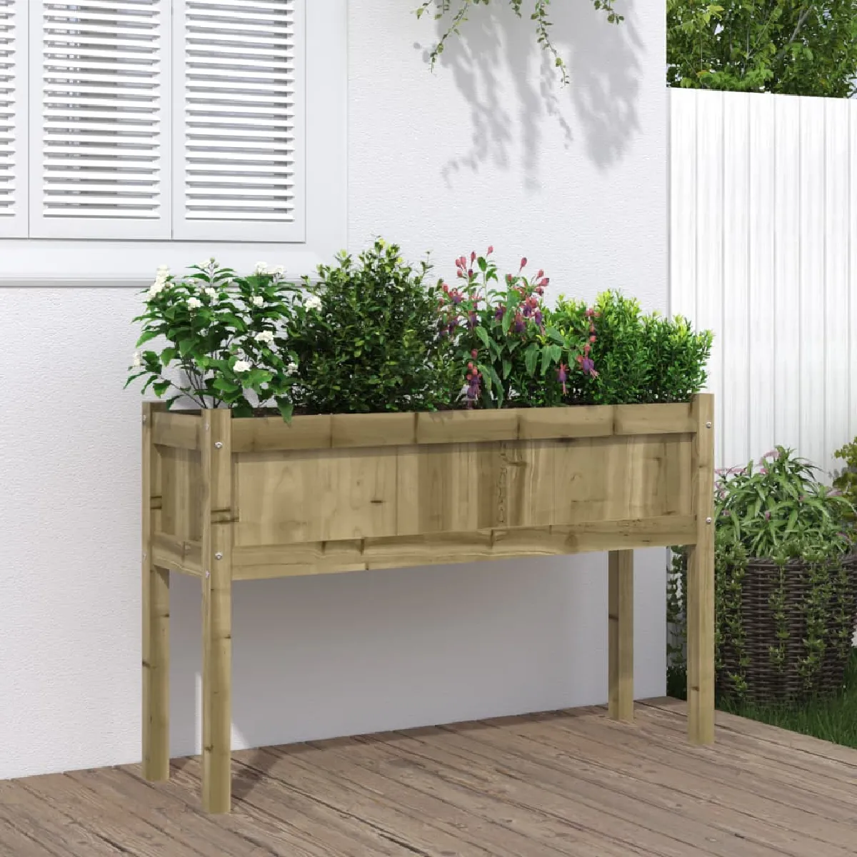 vidaXL Jardinière avec Pieds Lit Surélevé Bac à Fleurs Pot de Plantes Boîte à Fleurs Jardin Patio Terrasse Balcon Bois 837572 - vue 2
