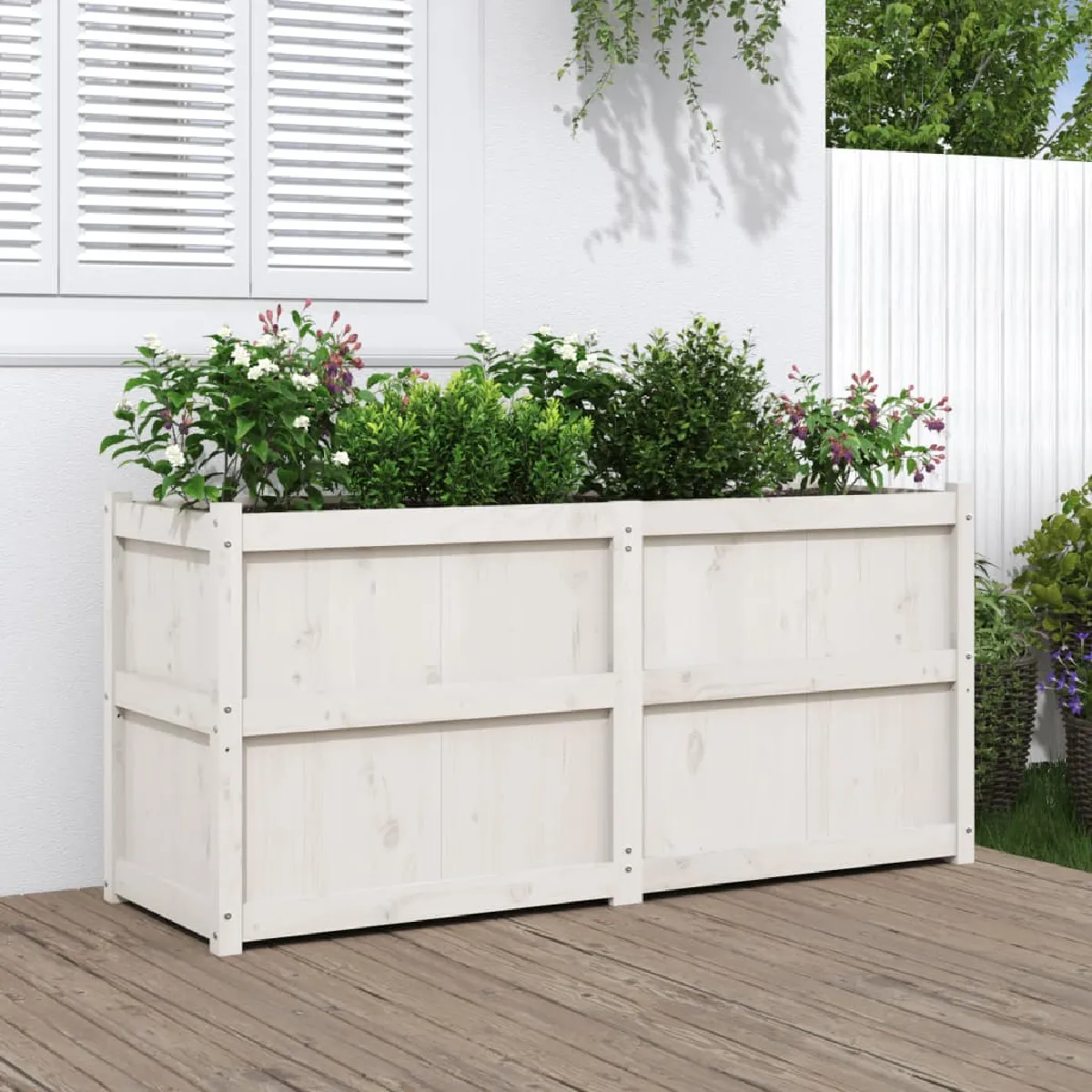 Non Communiqué Blanc Vidaxl Jardinière 150X50x70 Cm Bois De Pin Massif 837490 - Image 3