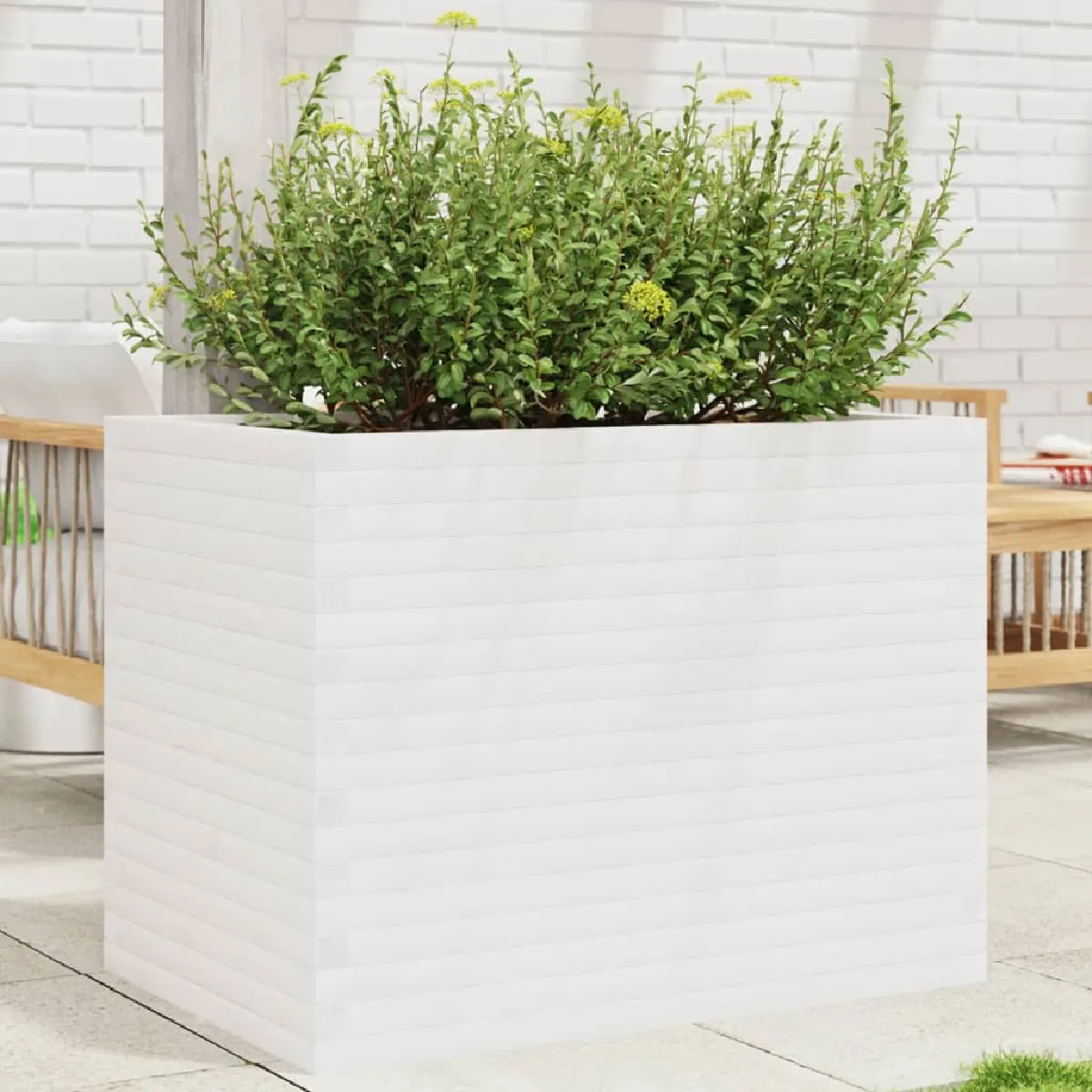 Non Communiqué Blanc Vidaxl Jardinière 90X60x68,5 Cm Bois De Pin Massif, Jardinière D'extérieur, Bac À Fleurs, Bac À Tomates, Jardinière De 3282500 - Image 3