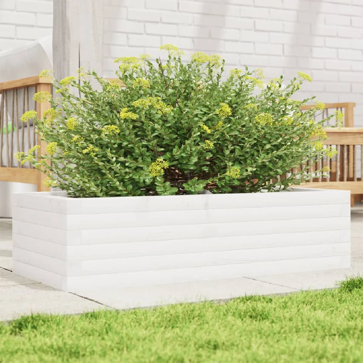 vidaXL Jardinière Blanc Bois de Pin