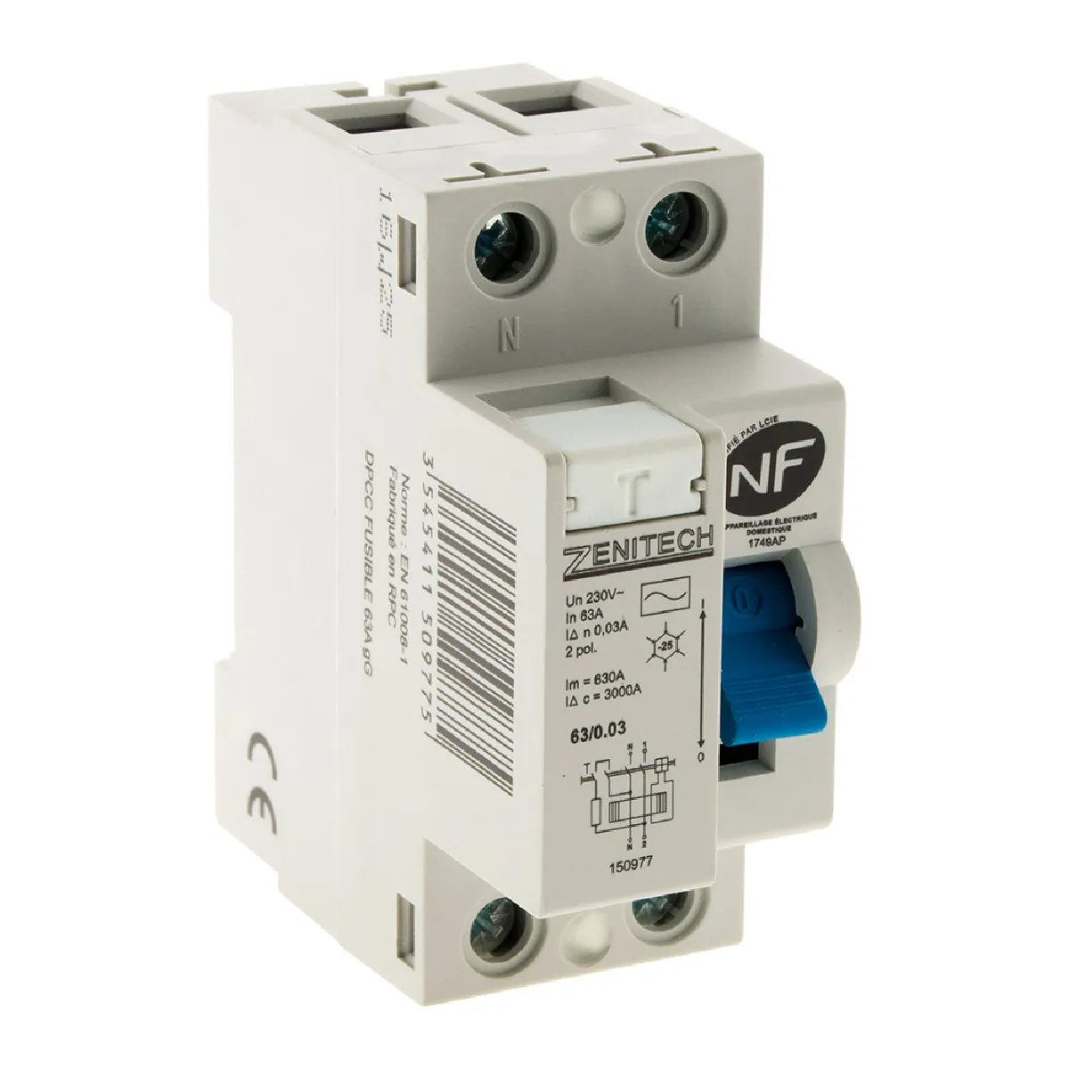 Zenitech Interrupteur Différentiel - 63 A