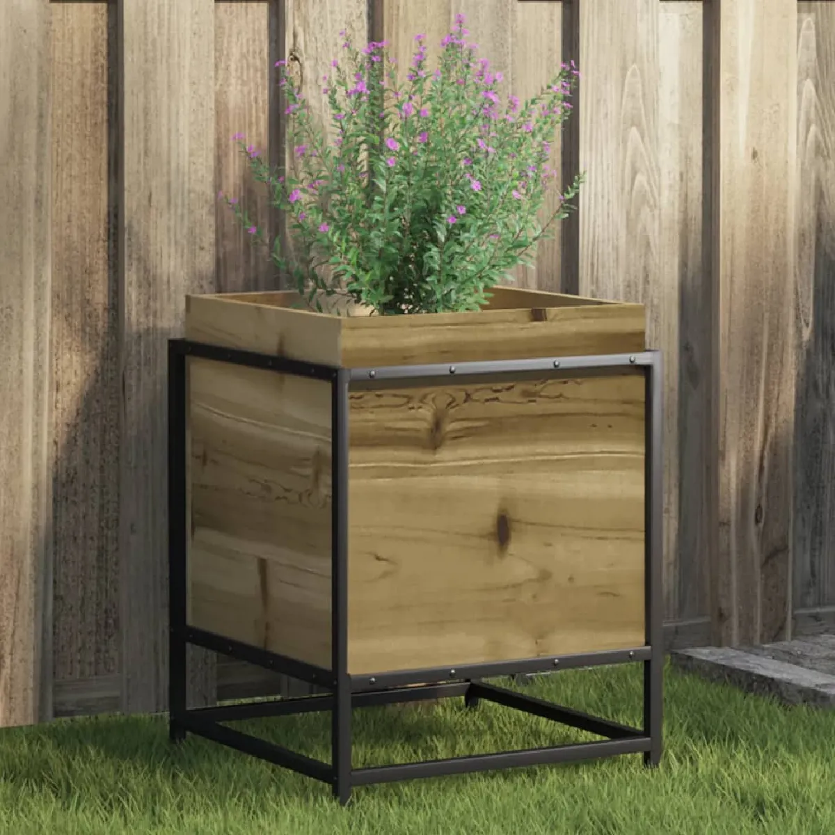 vidaXL Jardinière 40x40x50 cm bois de pin imprégné 847022 - vue 2