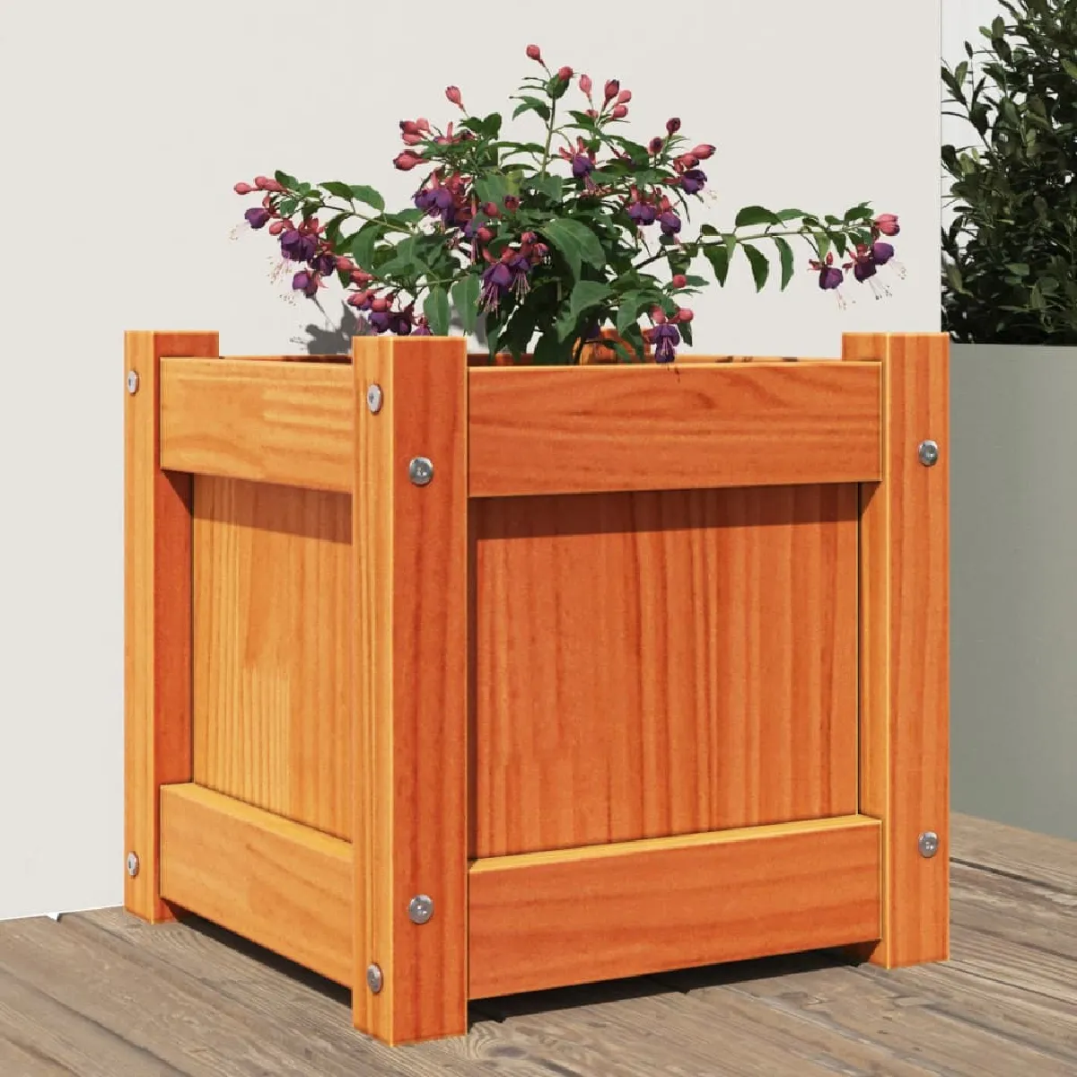 Vidaxl Marron Jardinière Cire 31X31x31 Cm Bois De Pin Massif837398 - Image 3