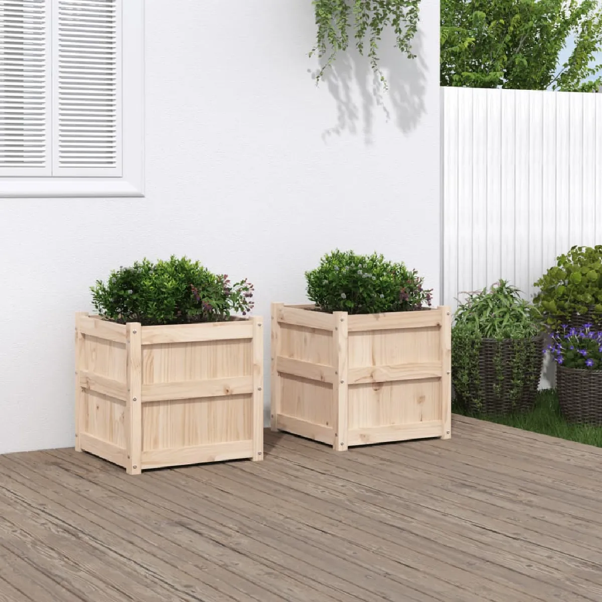 vidaXL Jardinières x2 en bois de pin 50x50x50 cm