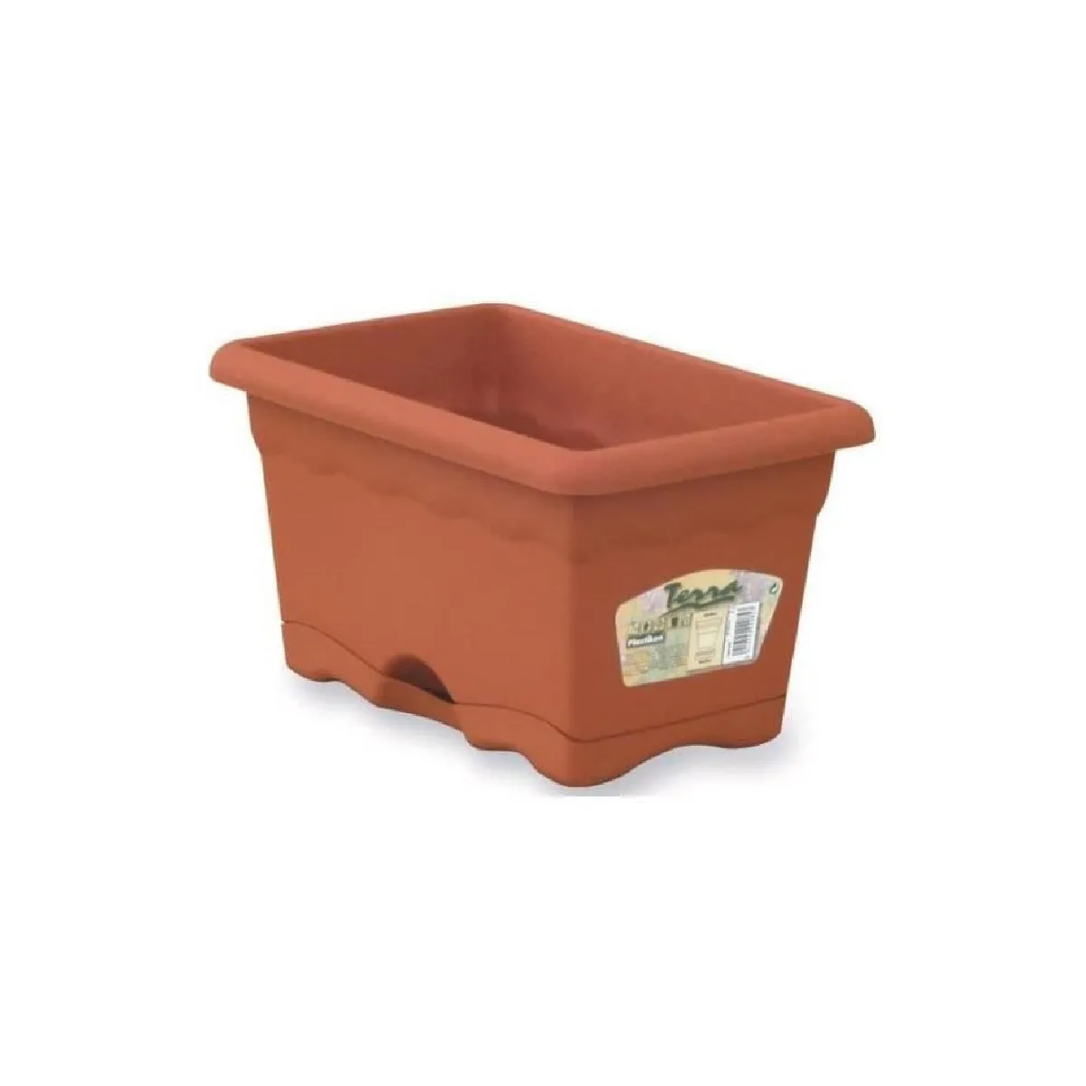 Plastiken Rouge Jardinière Rectangulaire + Soucoupe