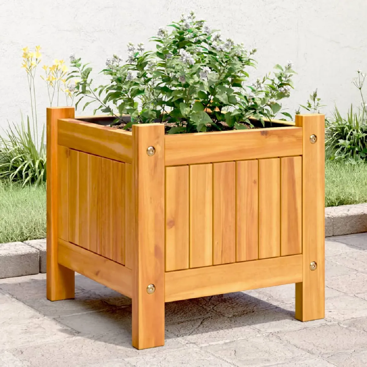 vidaXL Jardinière avec Doublure 31x31x30 cm Bois d'Acacia
