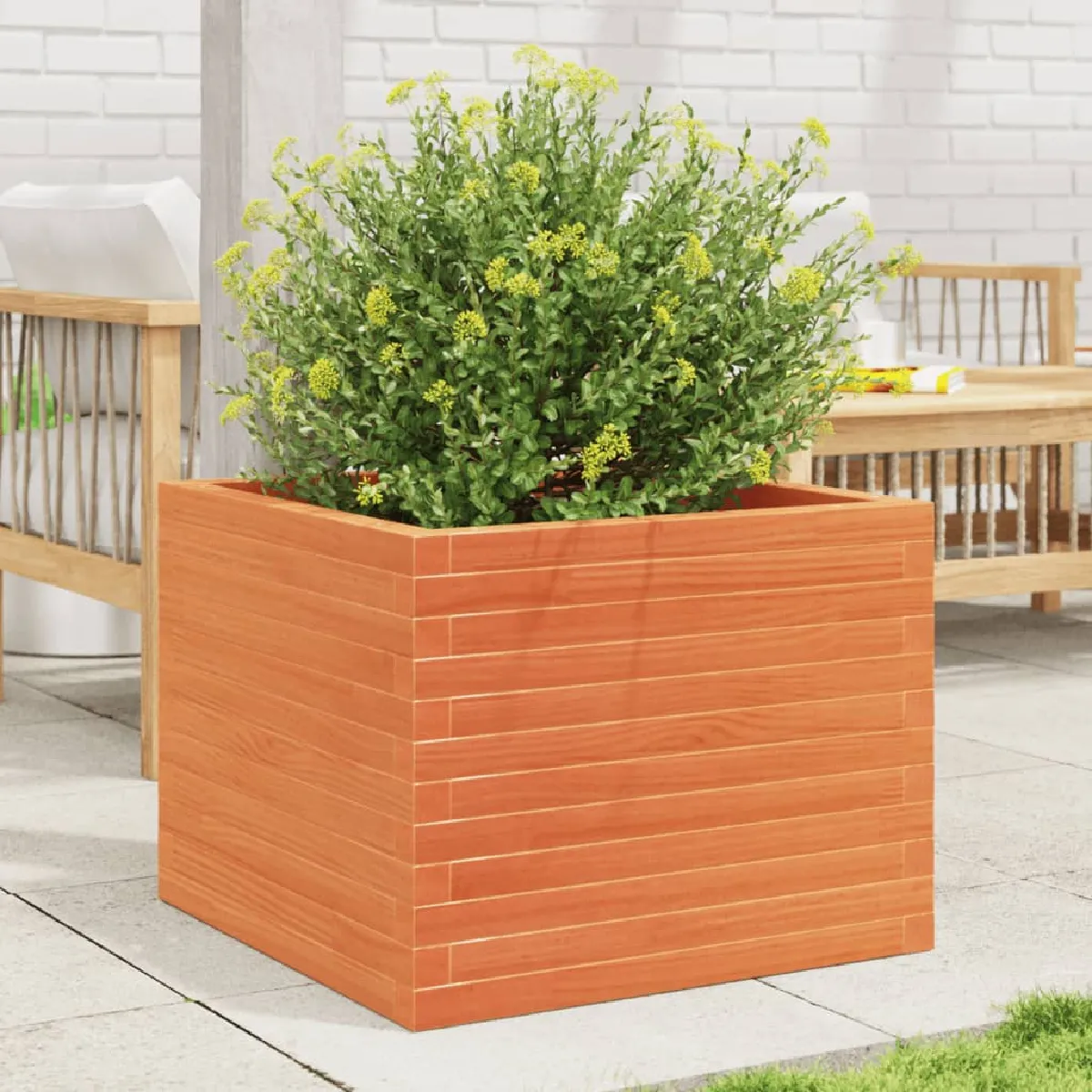 Vidaxl Marron Jardinière Cire 60X60x46 Cm Bois De Pin