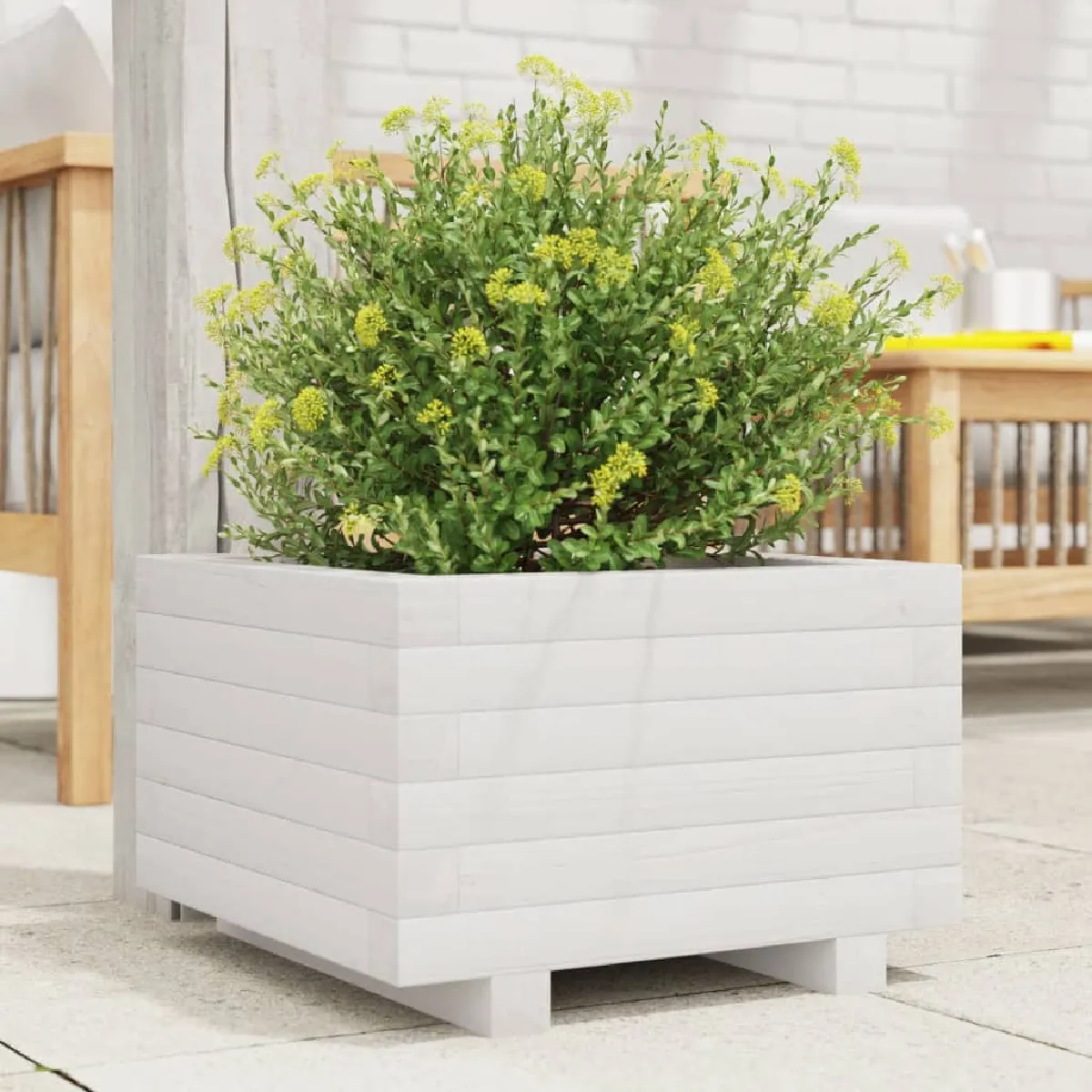 VIDAXL - Jardinière - Bois de Pin Massif - 40x40x26,5 cm - Blanc - Image 2