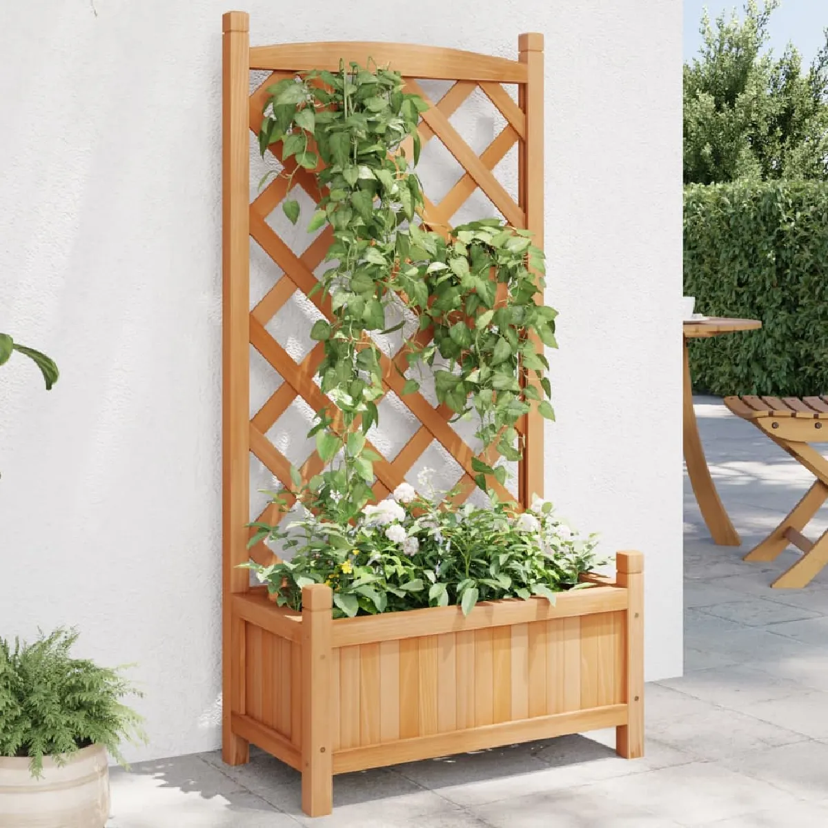 vidaXL Jardinière avec treillis Bois - vue 4