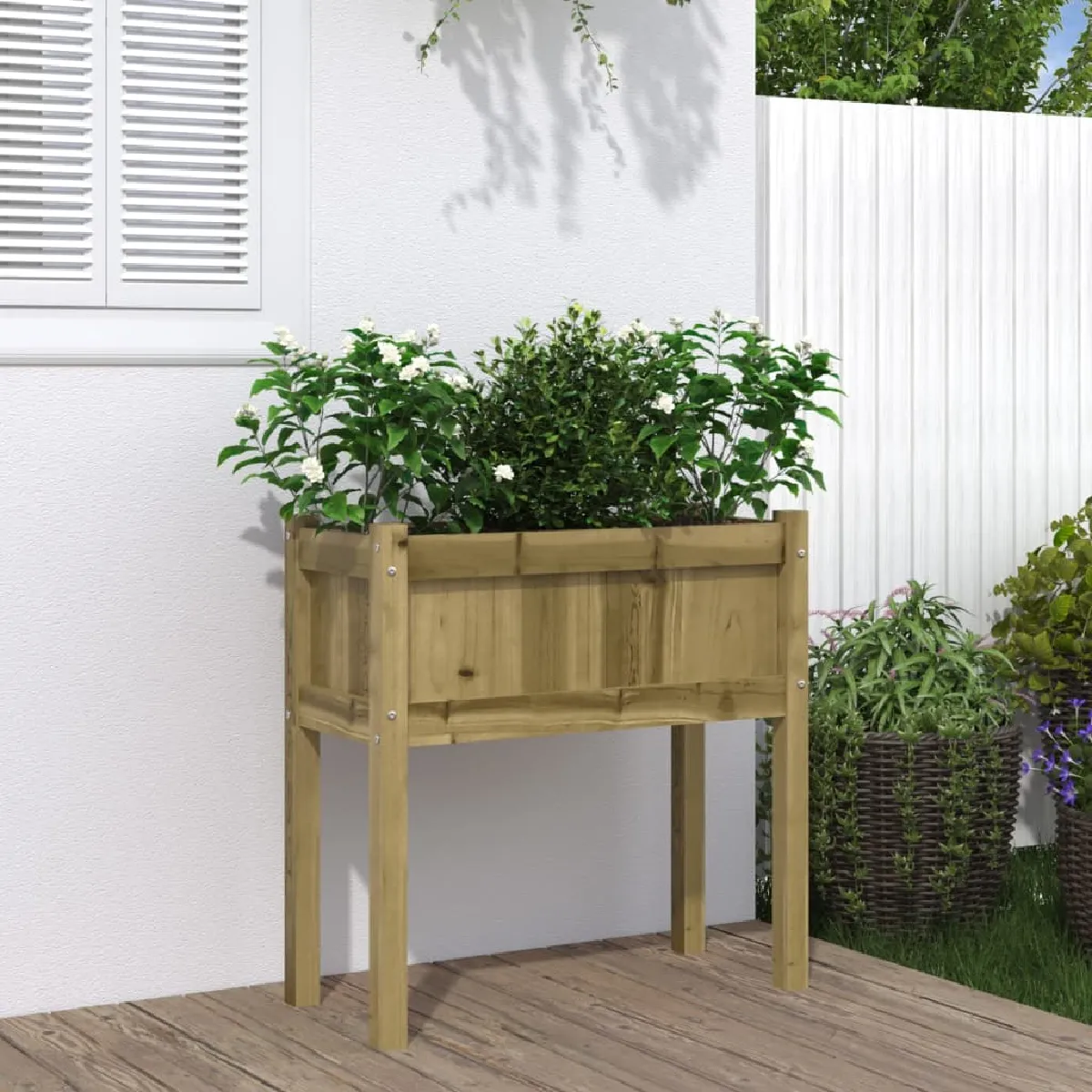 vidaXL Jardinière avec Pieds Pin Imprégné