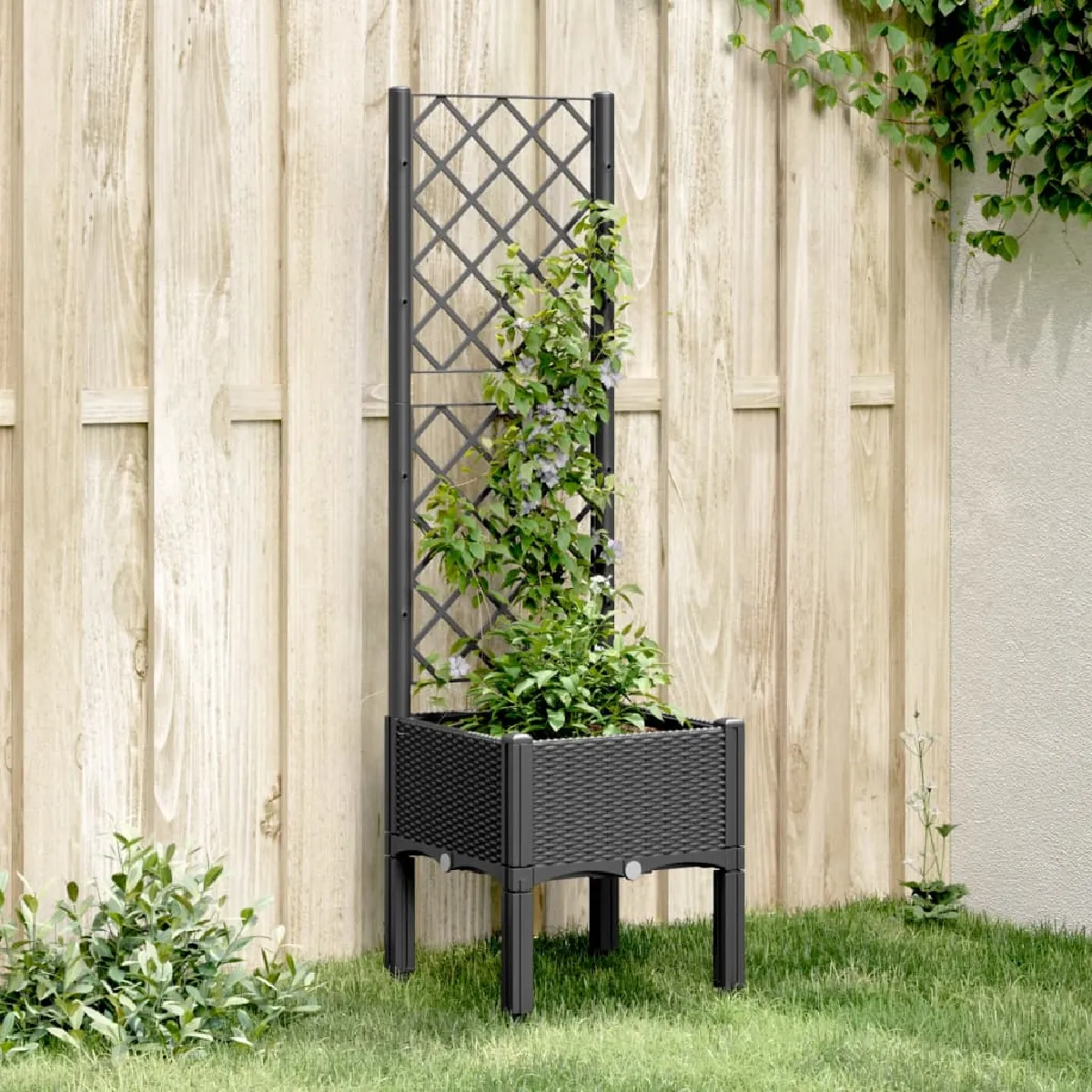 vidaXL Jardinière avec Treillis Lit Surélevé de Jardin Pot de Fleurs Bac à Plantes Boîte de Plantation Patio Terrasse 367918 - vue 2