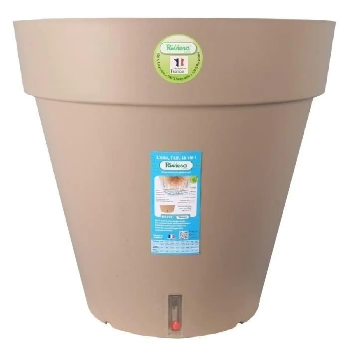 RIVIERA - Pot de fleurs Loft - Rond - 50 cm - Taupe - Image 3