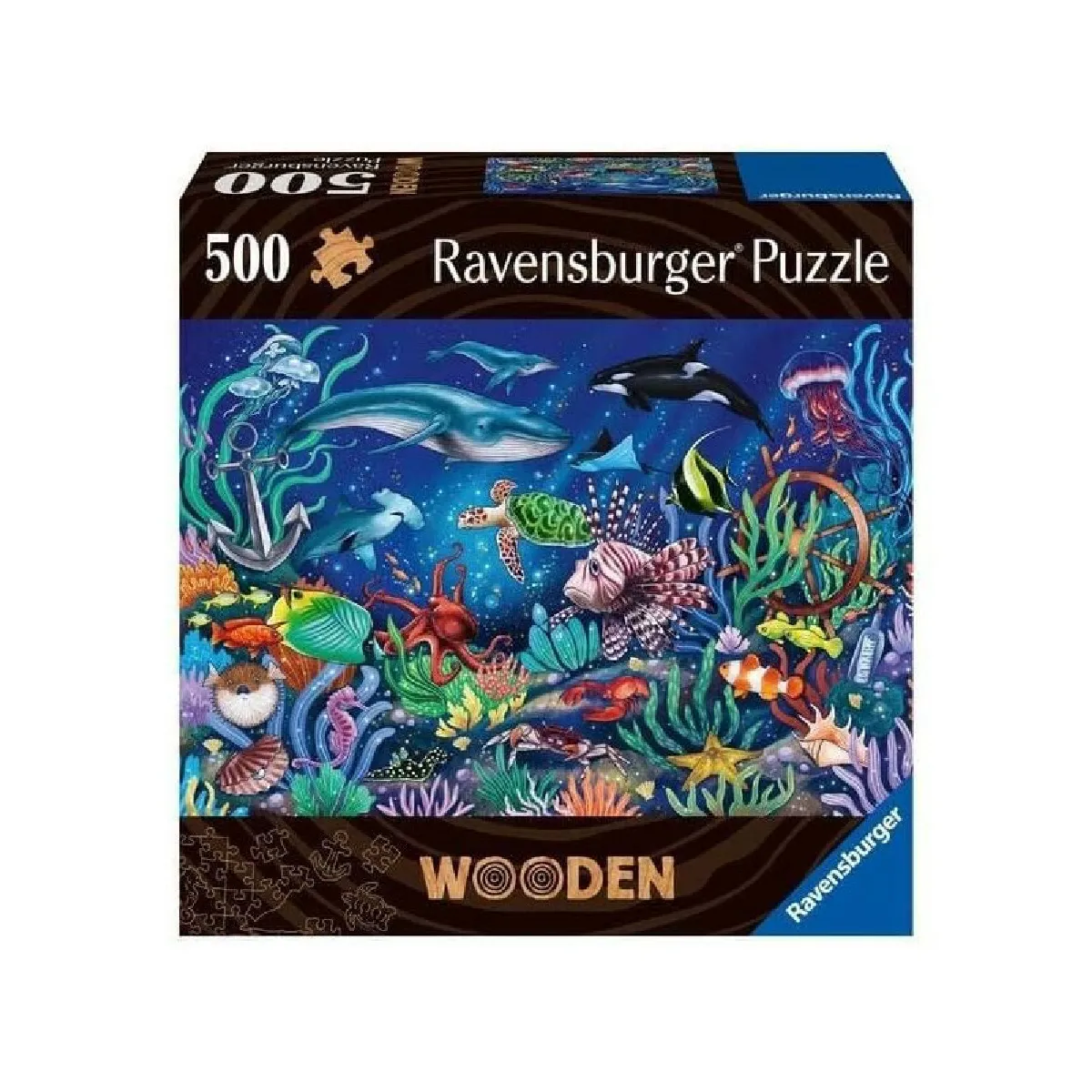 Puzzle en bois Rectangulaire 500 p Monde marin coloré - vue 2