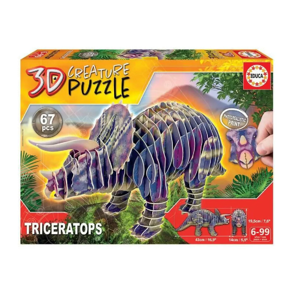 Educa Borras Multicolore Puzzle 3D Educa Triceratops - Image 2
