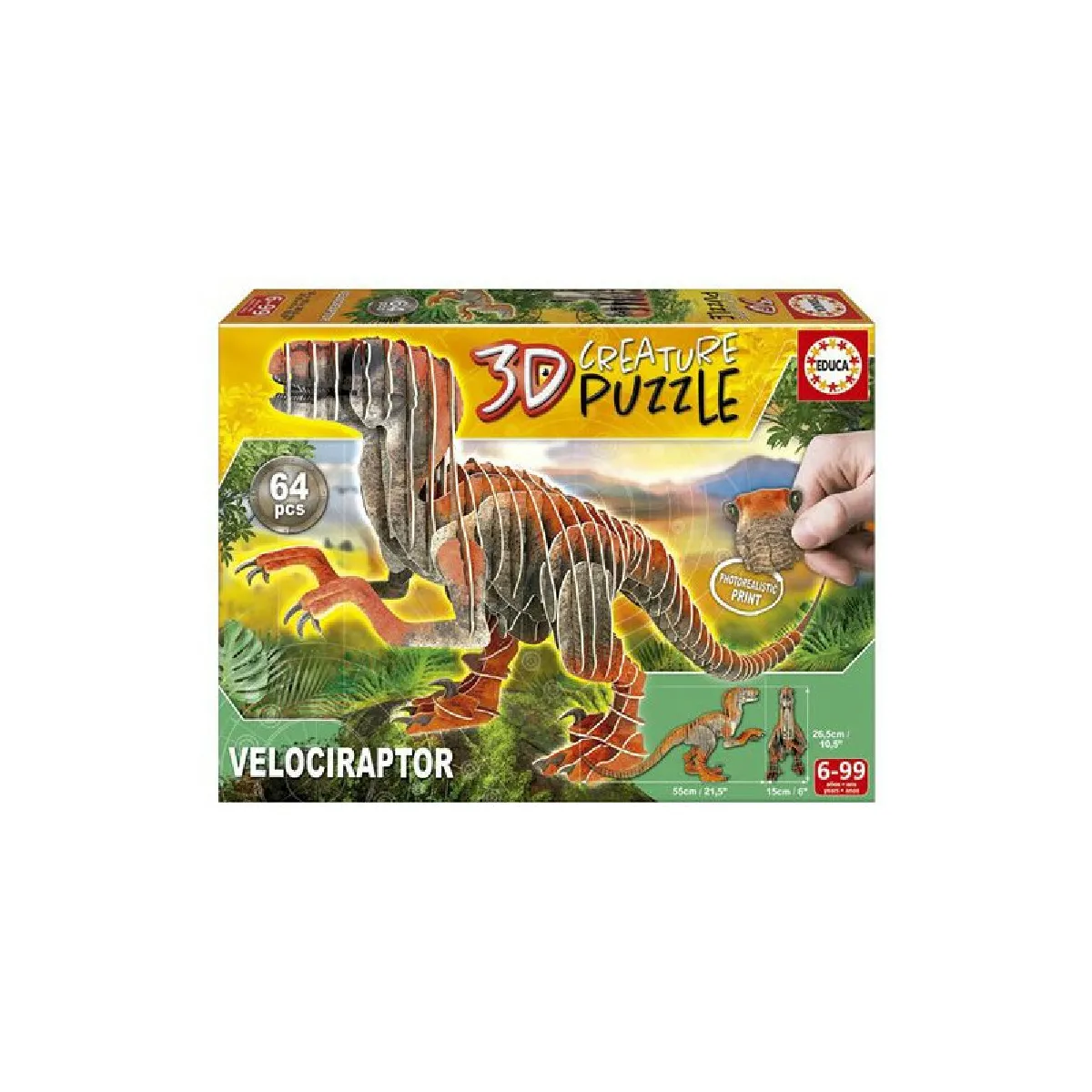 Educa Puzzle 3D Creature Velociraptor - Image 3