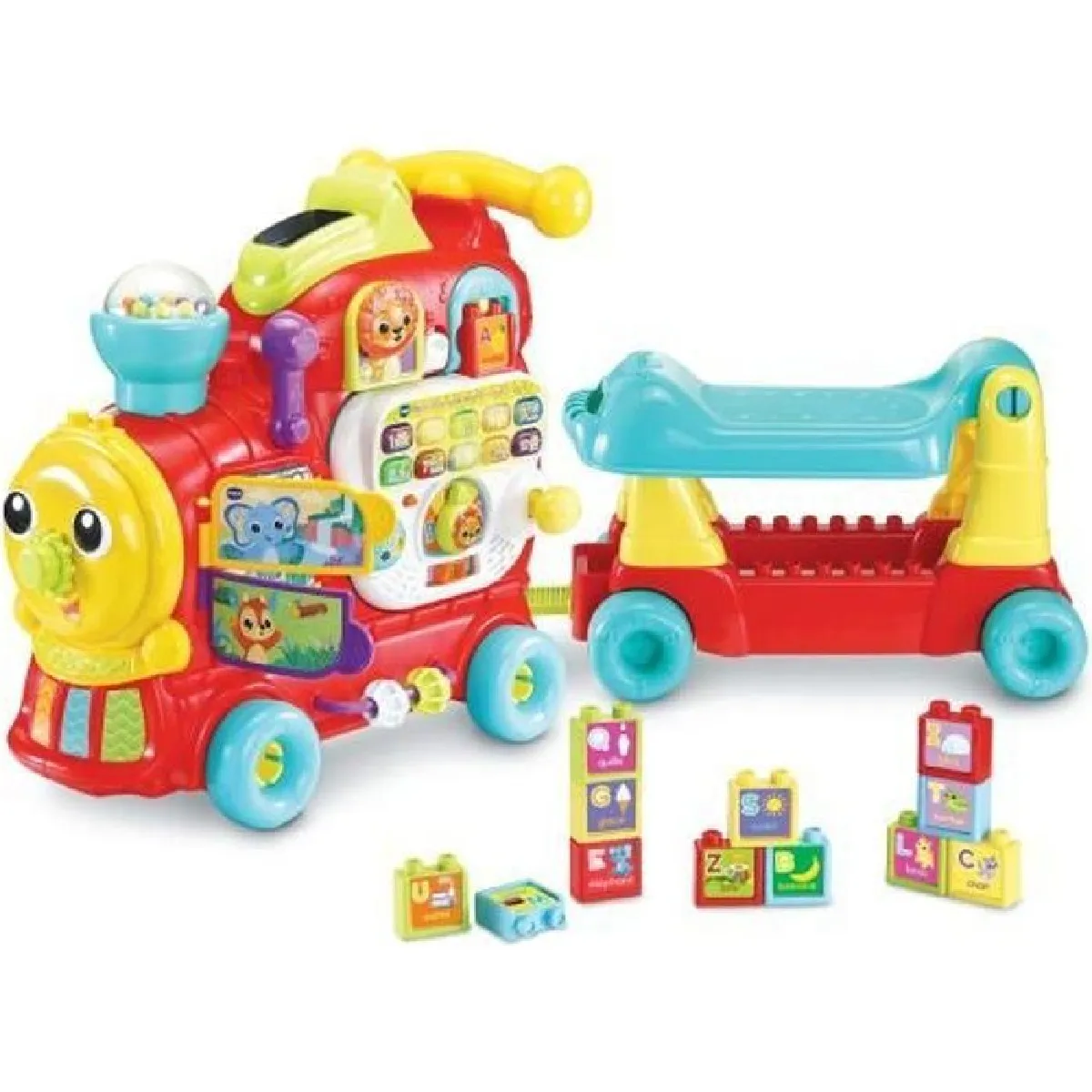 VTech Maxiloco Mon Trotti Train 7 en 1 Trotteur Pousseur Bébé Porteur Évolutif Tableau d'Éveil Interactif Détachable Blocs de Construction Alphabet Cadeau Bébé Dès Contenu en Français - vue 2