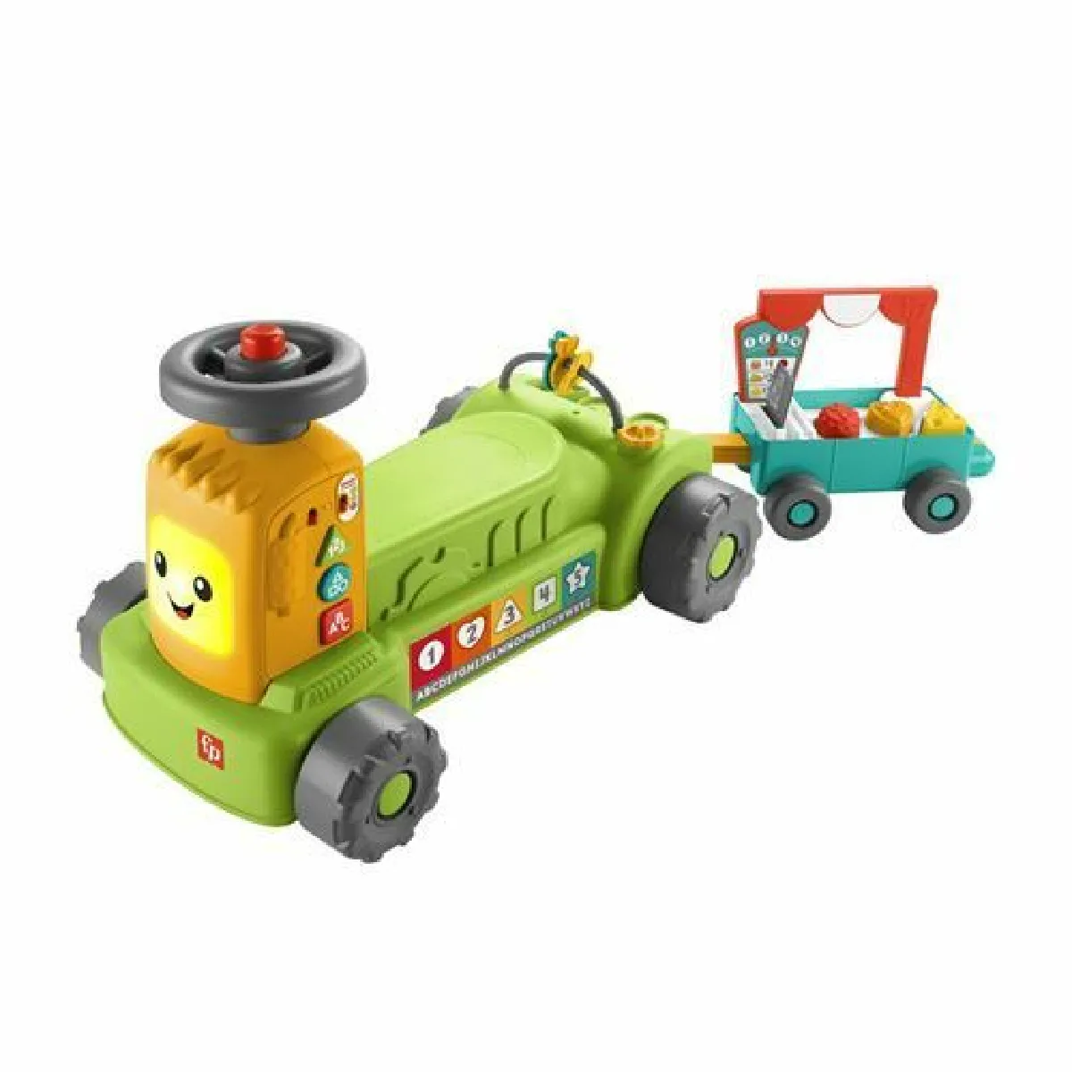 Fisher Price Coffret Jouet D’Éveil Rires Et Éveil Mon Tracteur De La Ferme 4 en 1 avec Remorque À Tirer 4 Modes De Jeu 3 Niveaux Version Multilingue Jouet Bébé À
