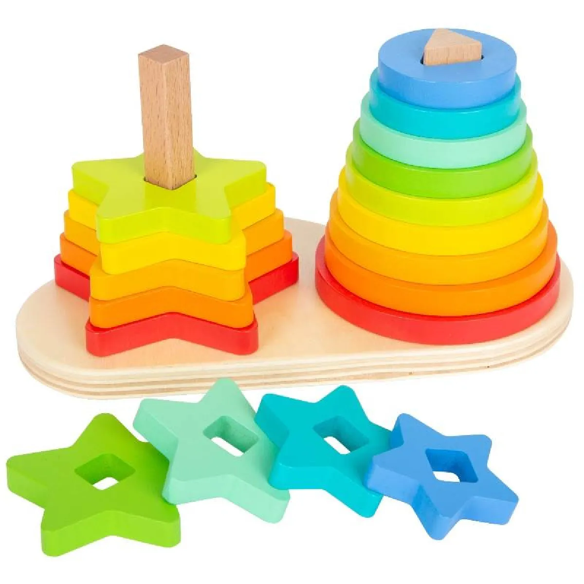 small foot Steckspiel Regenbogen, Förderung der Feinmotorik durch Stapeln, Steck - Image 3