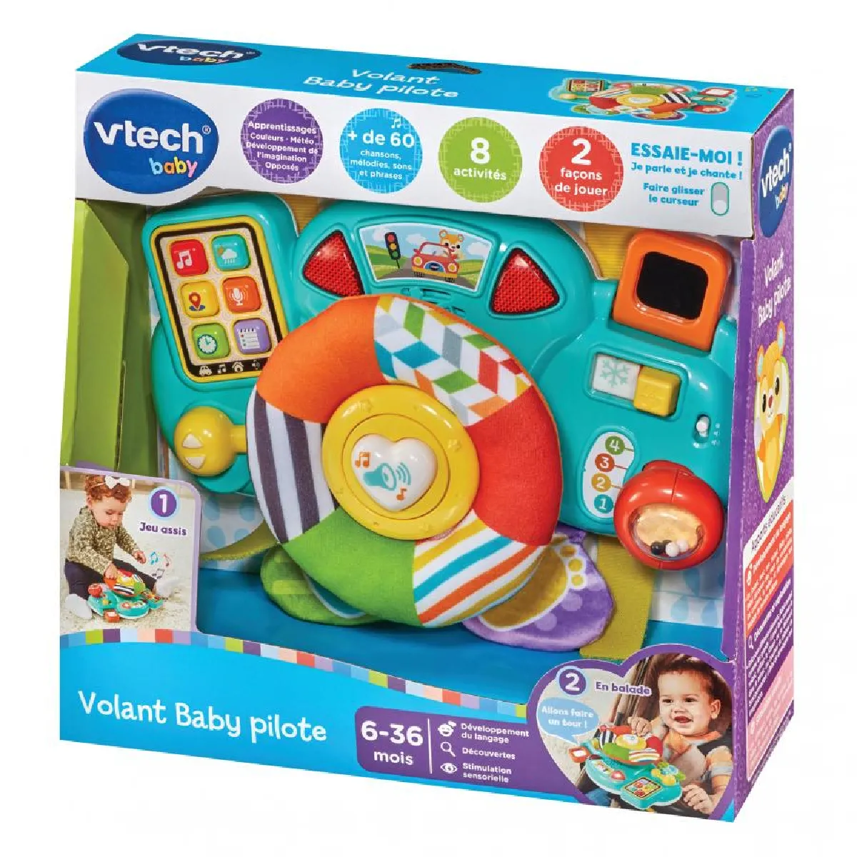 VTech Volant Baby Pilote Volant Voiture Enfant Interactif et Musical Éveil Sensoriel Jouet Poussette et Siège Auto Cadeau Bébé Dès Contenu en Français - vue 10