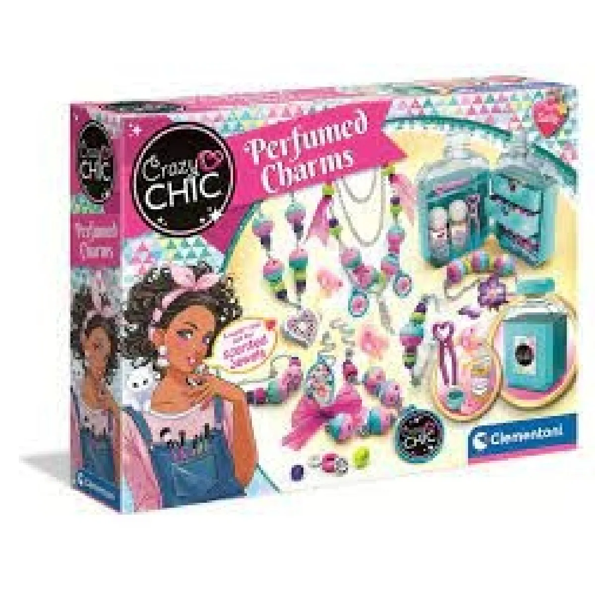 Clementoni 18600 Crazy Chic Perfumed Charms Set pour Fabrication de Bijoux Collier Coffret de Bijoux pour Filles créer Charms Loisir créatif Fille fabriqué en Italie