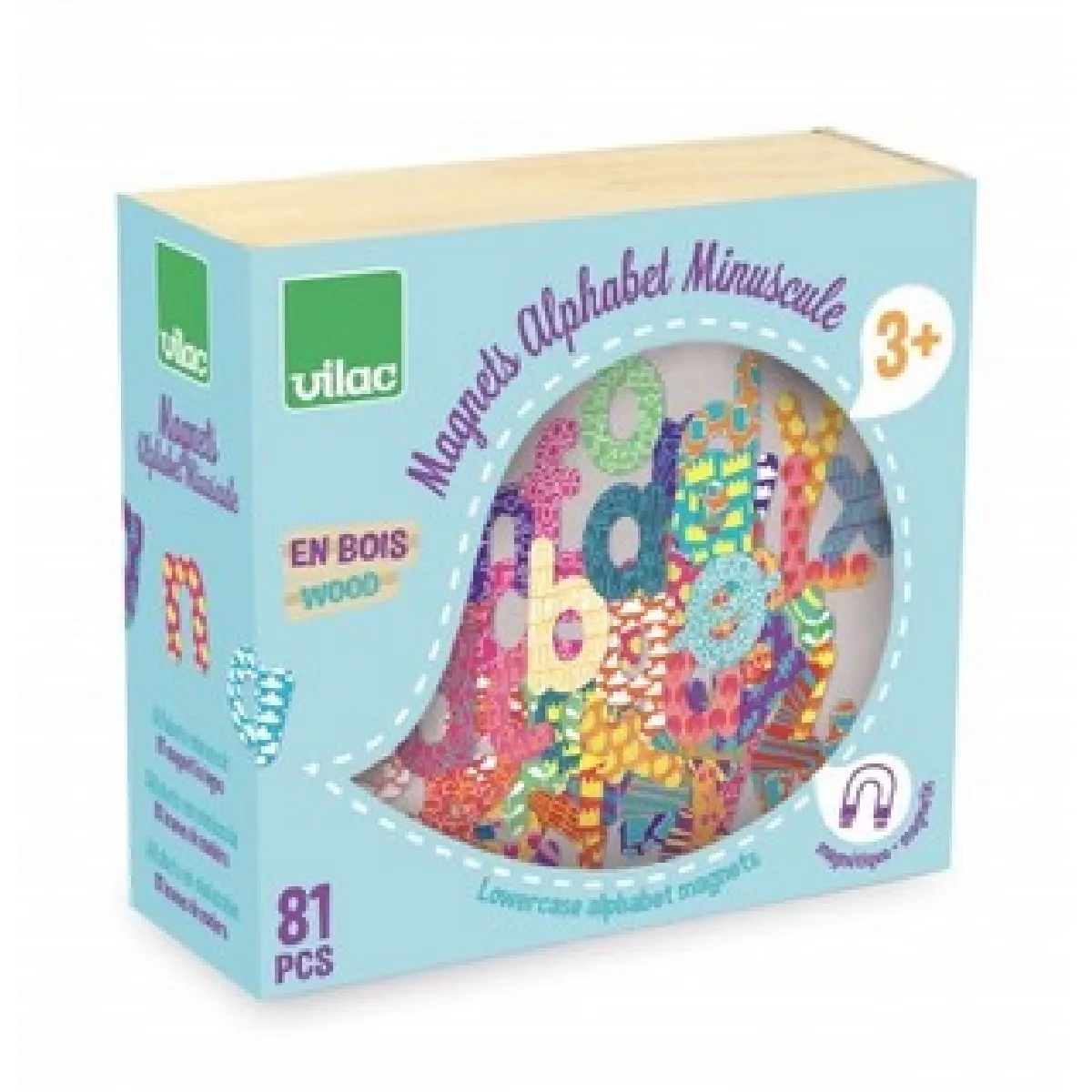 Vilac Set 81 Magnets Lettres En Bois 'Alphabet Minuscule' Vilac® - Jouets - Image 4