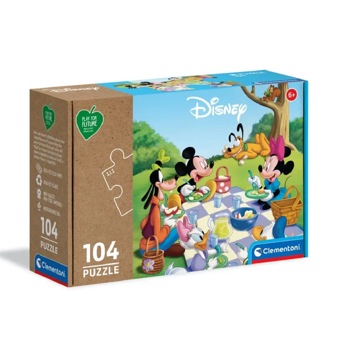 Clementoni 27153 Puzzle Play for Future Disney Mickey Classic 104 pièces Puzzle Enfant matériaux 100% recyclés fabriqué en Italie et Plus