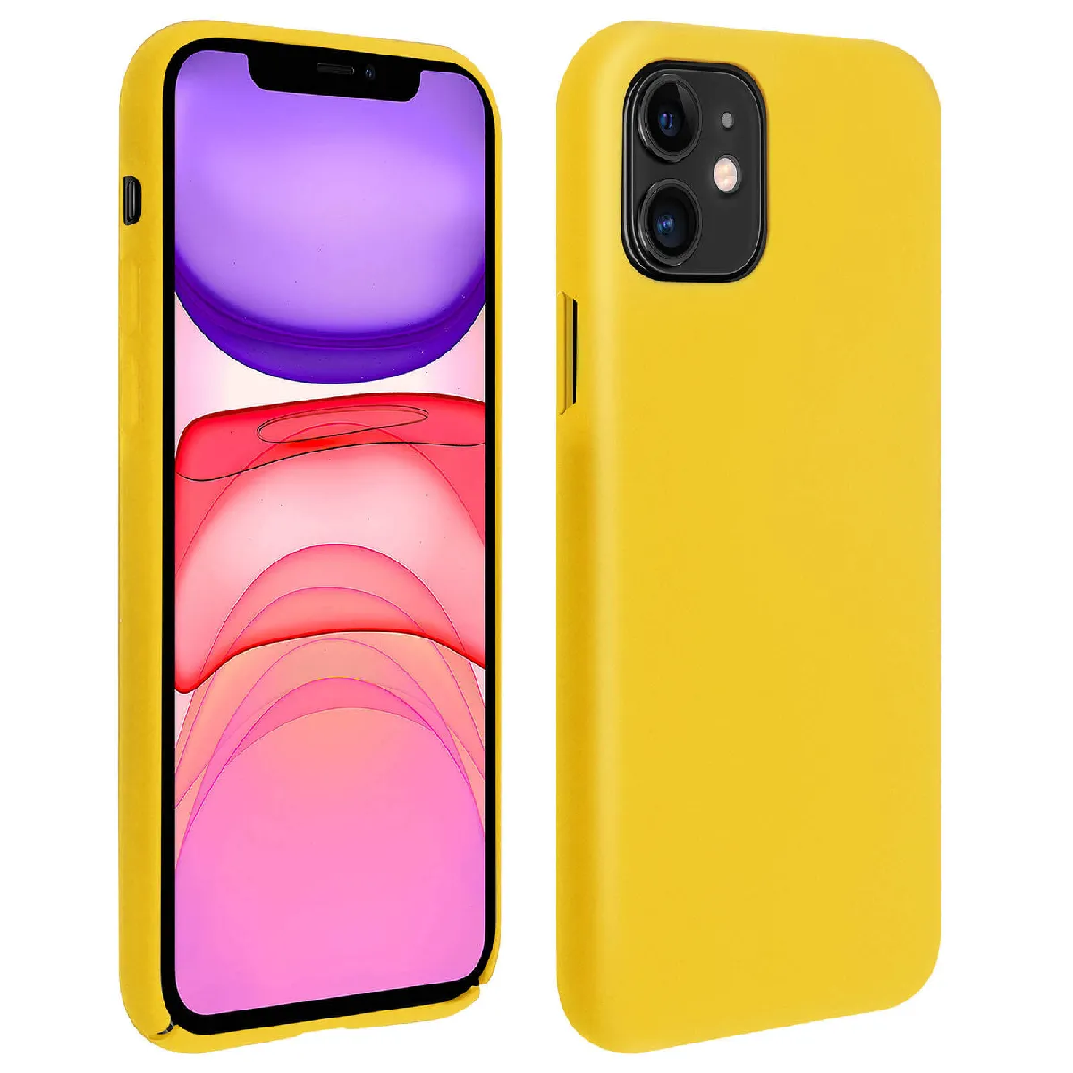 Avizar Jaune Coque Pour Iphone 11 Silicone Semi-Rigide Mat Finition Soft Touch