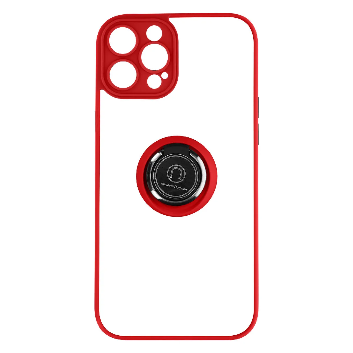 Avizar Rouge Coque Pour Iphone 14 Pro Bi-Matière Bague Métallique Support Vidéo