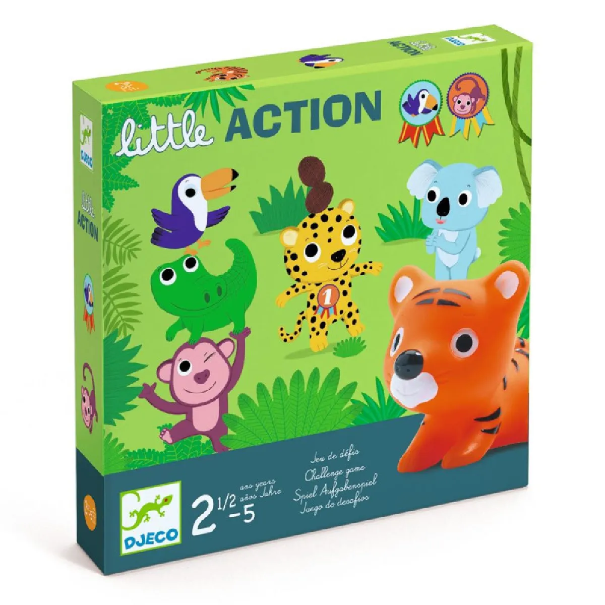 Djeco Vert Jeu De Société Little Action Pour Enfants 2,5 À 5 Ans Défis Préscolaires Jungle Multicolore - Neuf - Image 4