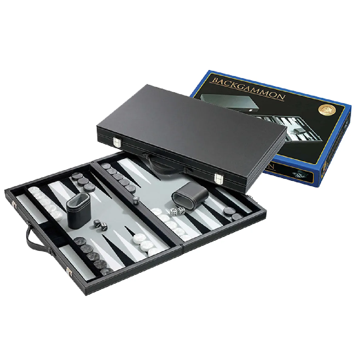 Philos - Jeu de Backgammon - Grand Modèle - Gris - 46.5x28cm - Image 3