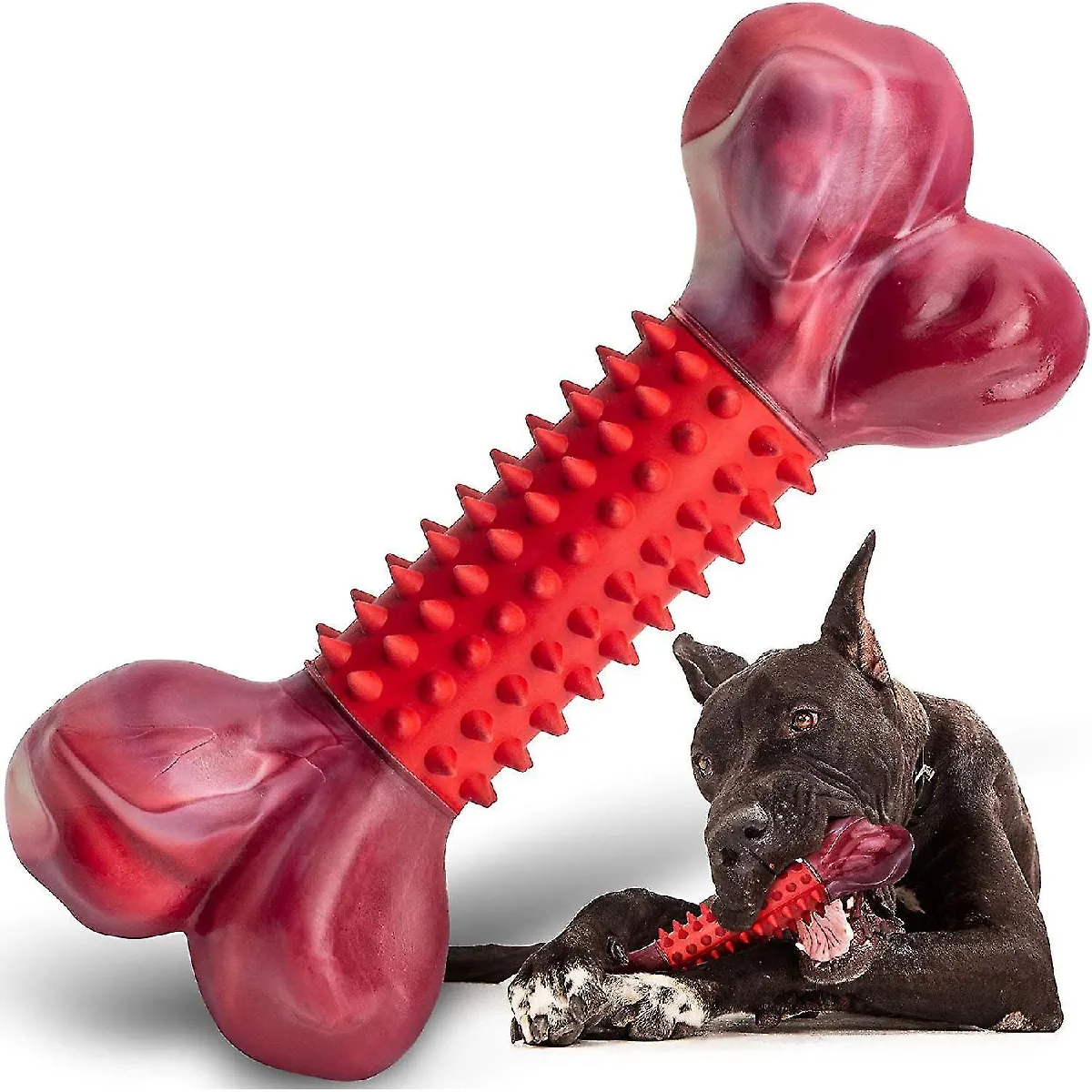Comparer les prix de Jouets pour chiens robustes pour mâcheurs agressifs de grande race, jouets à mâcher pour chiens, jouets pour chiens durables, os de chien en nylon et en caoutchouc, grand jouet pour chien indestructible