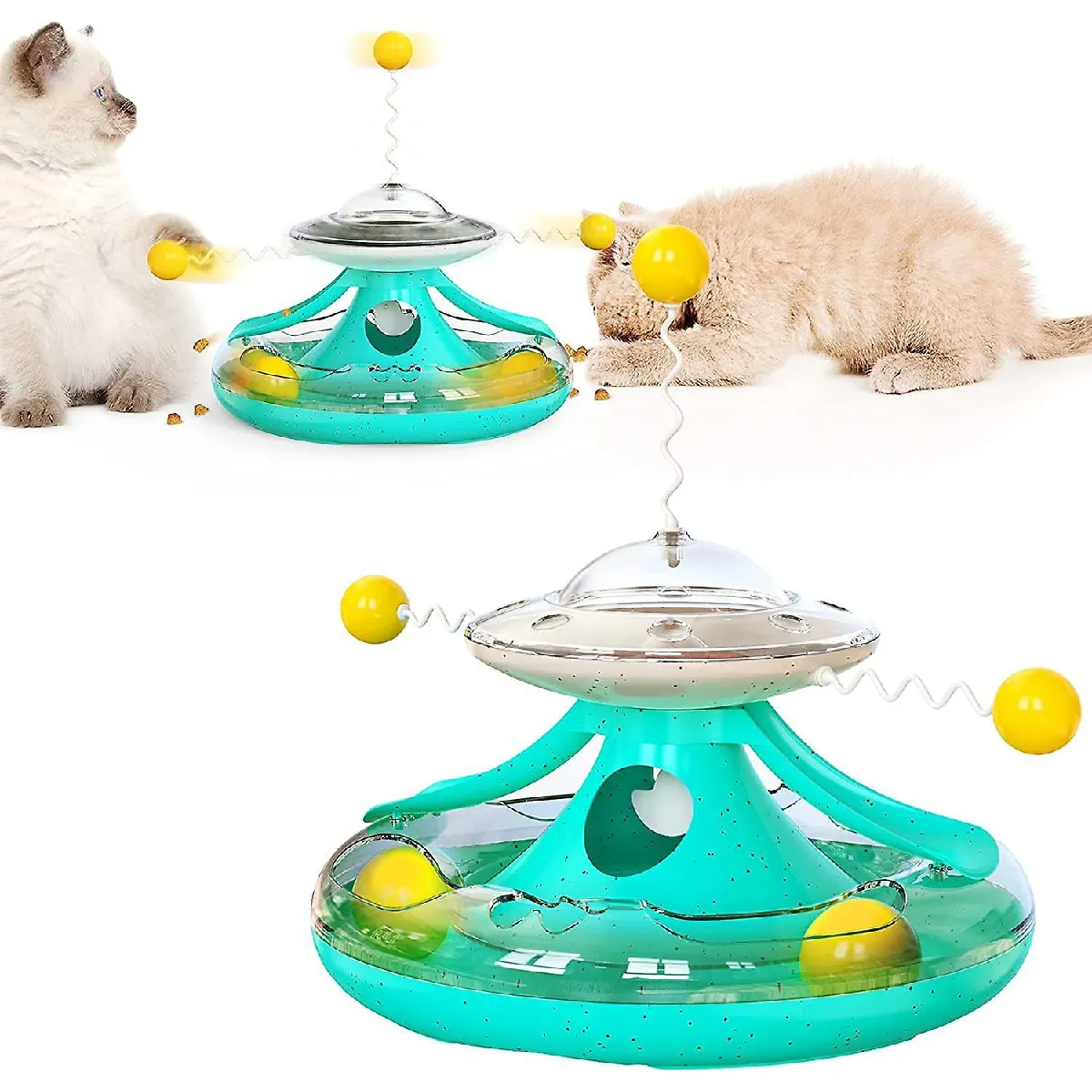 Meilleurs prix pour Jouet interactif pour chat d'intérieur - Jouet interactif amusant pour chat avec piste circulaire, boules mobiles, jouet d'exercice pour chaton, satisfaisant le jeu de poursuite des chats, fuyant le foo