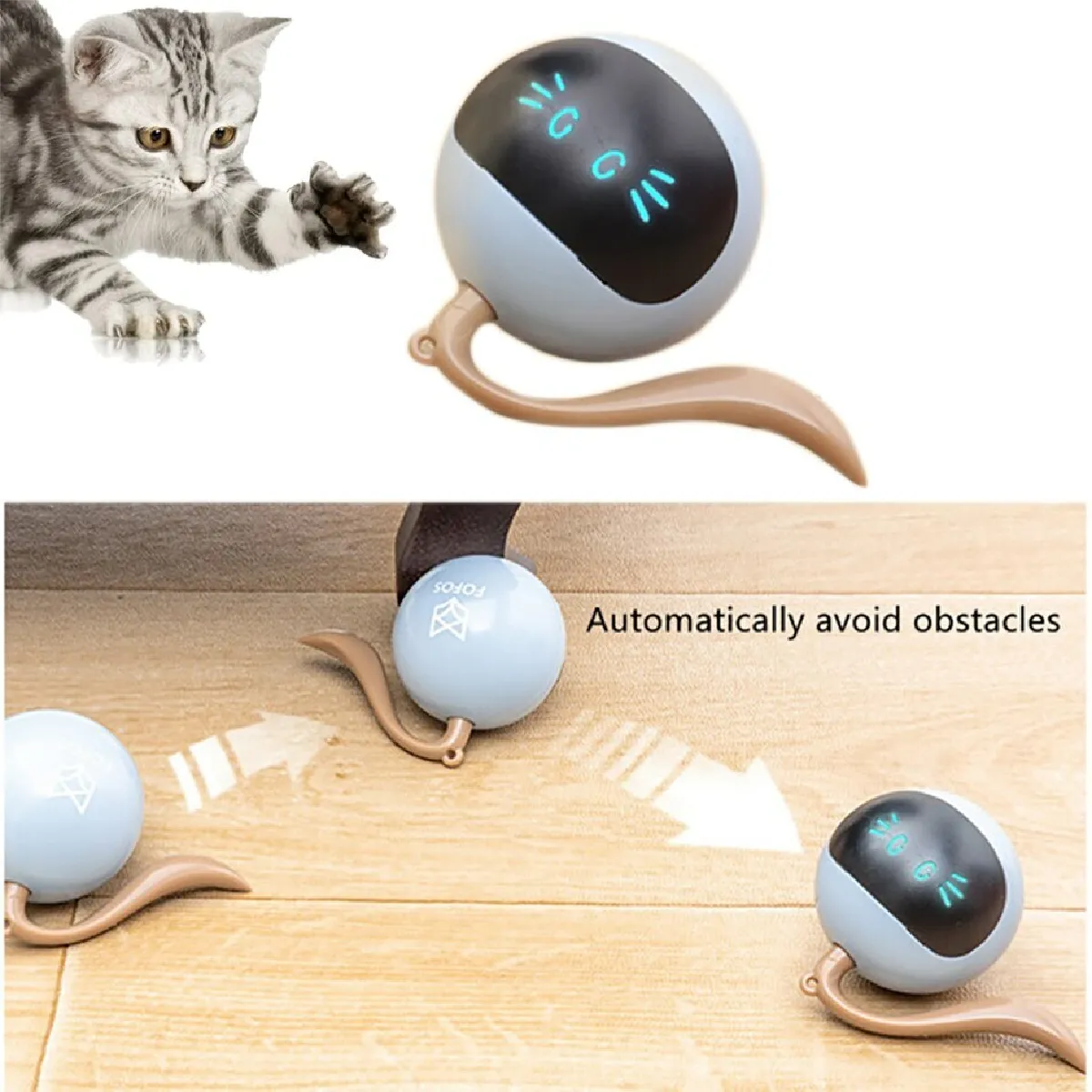 Meilleurs prix pour Jouets intelligents de boule de chat automatique Jouets interactifs de boule de rotation électrique Jouets LED Lumière USB Jouets pour animaux de compagnie Petits chatons Jouer à des jeux Produire des fleurs   Jouets pour chats