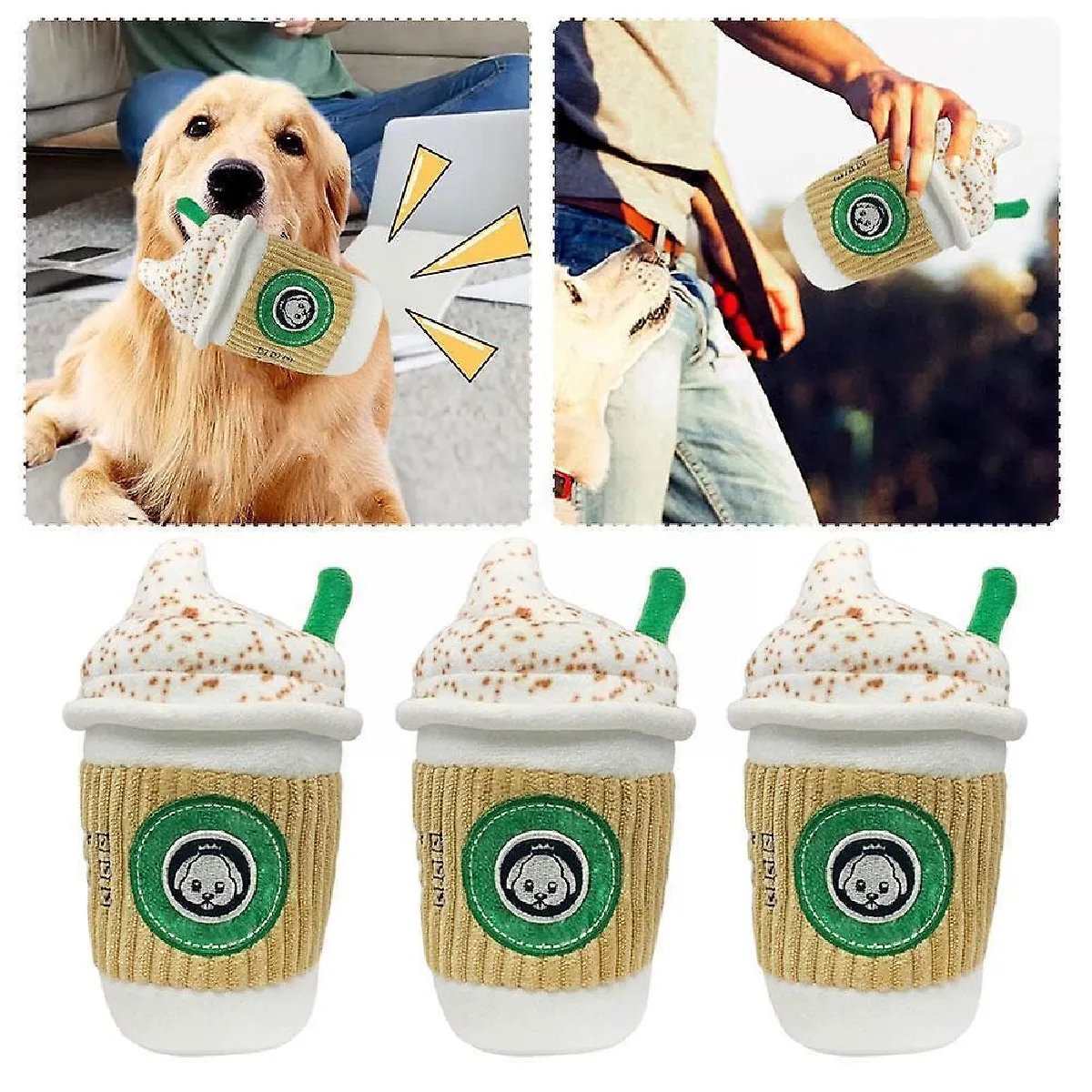 Meilleurs prix pour Animal de Compagnie Chien Chat Peluche À Mâcher Jouet Grinçant Tasse à Café Design Durable Polaire Jouer Molaire à Mâcher Accessoires Interactif