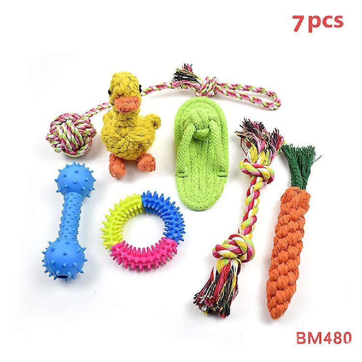 Meilleurs prix pour Jouets de corde pour chien pour les mâcheurs agressifs Lot de 7 jouets à mâcher en coton pour les chiens qui font leurs dents et qui mâchent